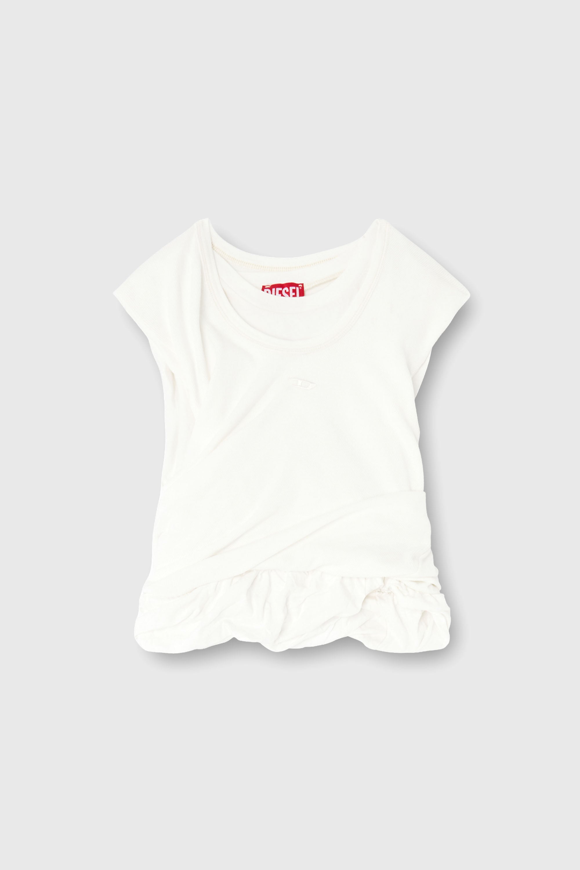 Diesel - T-WISHER-RIB-PL, Camiseta de tirantes fruncida en punto de doble capa Mujer in Blanco - 2