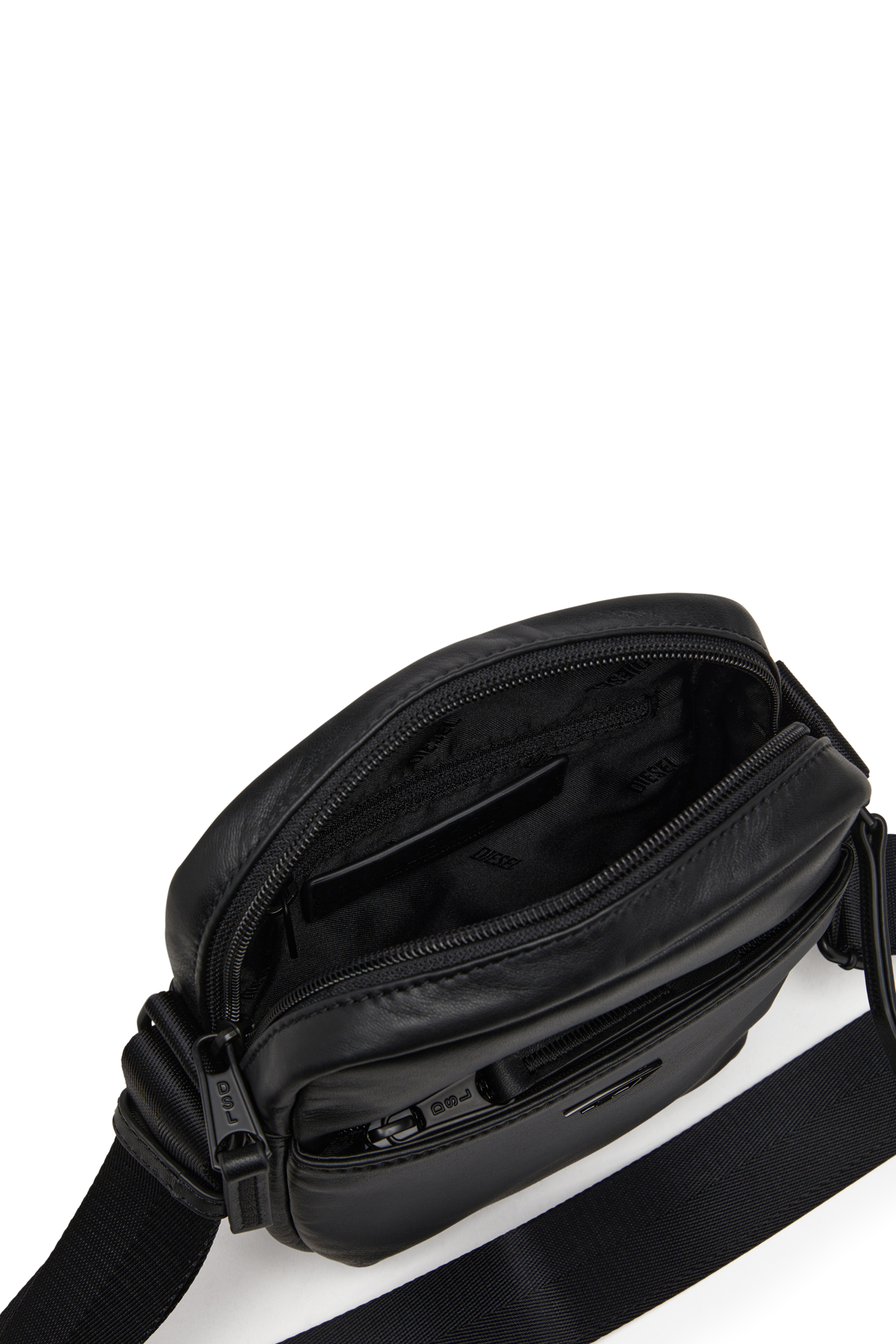 Diesel - RAVE CROSSBODY X, Rave-Bandolera de cuero con D de metal a tono Hombre in Negro - 3