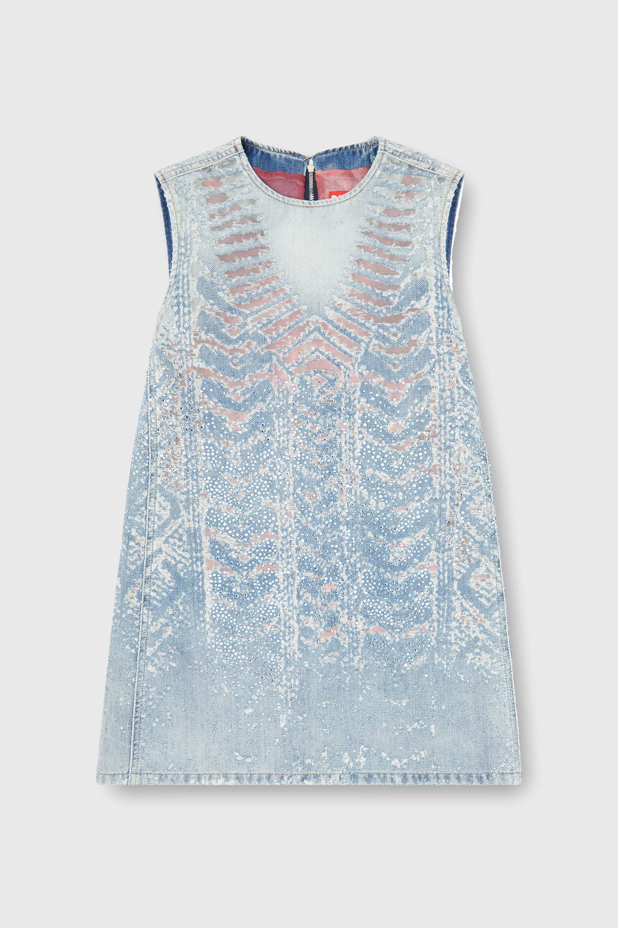 Diesel - DE-MYRELA-S, Vestido mini de denim microstone devor&eacute; Mujer in Azul marino - 2