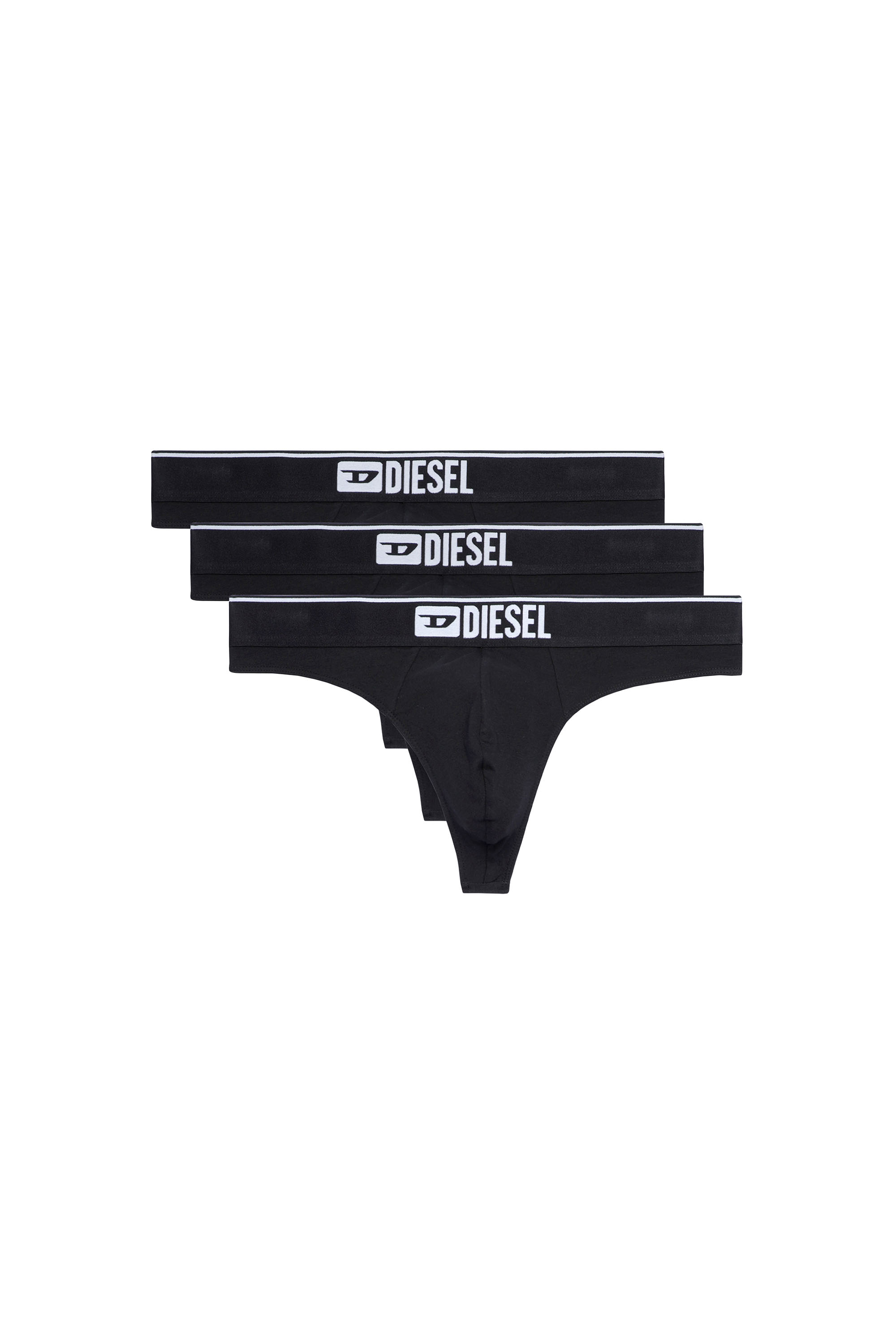 Diesel - UMBR-STRINGTHREEPACK, Paquete de tres tangas con cintura con logotipo Hombre in Negro - 2