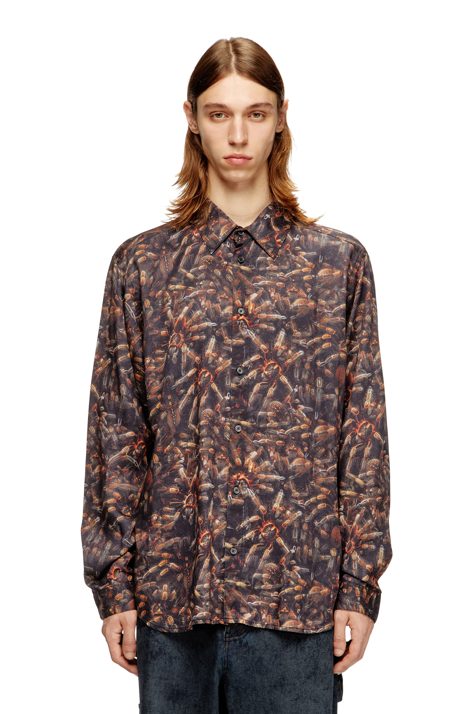 Diesel - S-SIMPLY-SPIDER-PJBK, Camisa de lyocell con estampado integral Hombre in Multicolor - 1