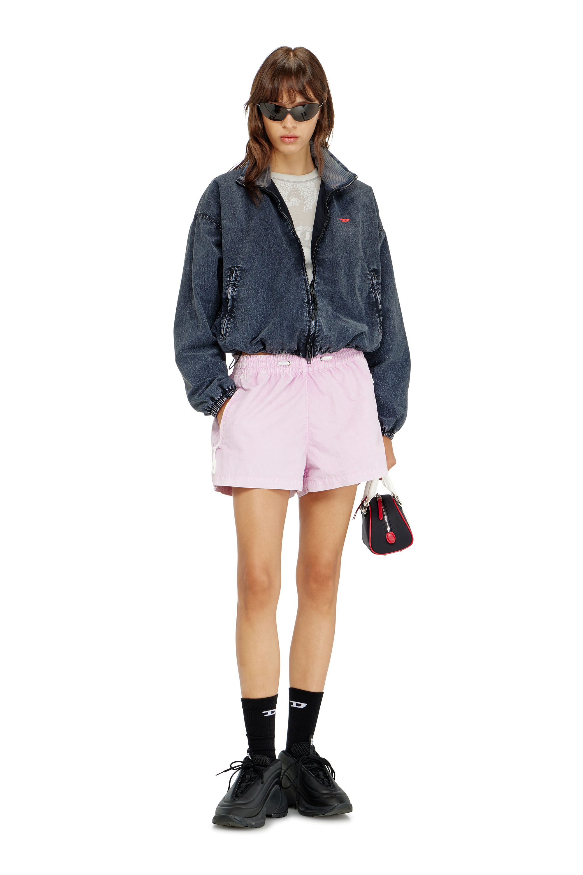 Diesel - G-LEAMER, Chaqueta cortavientos en taslan acid-wash Mujer in Azul marino - 2