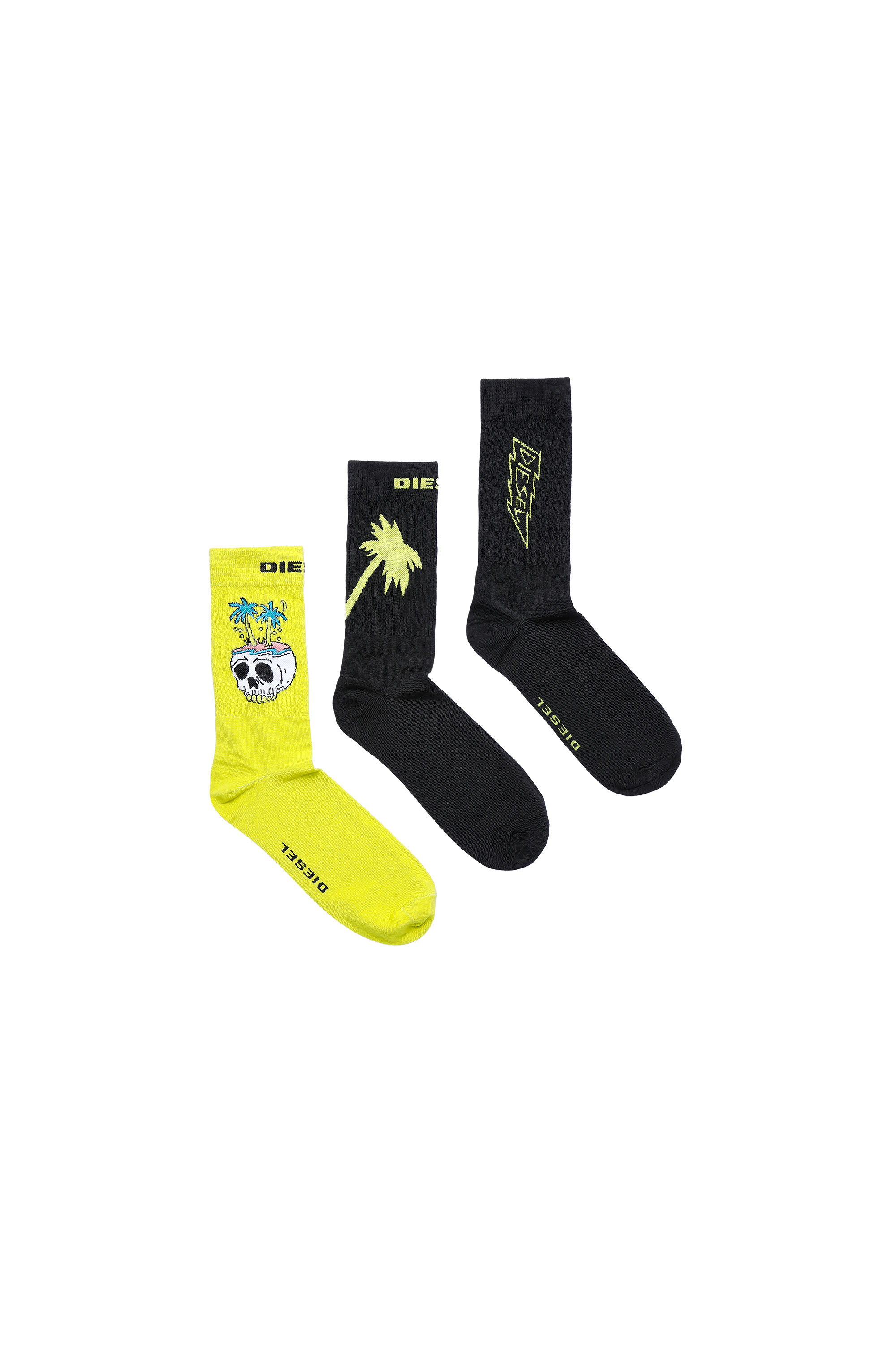 SKM-RAY-THREEPACK, Negro/Amarillo - Calcetines