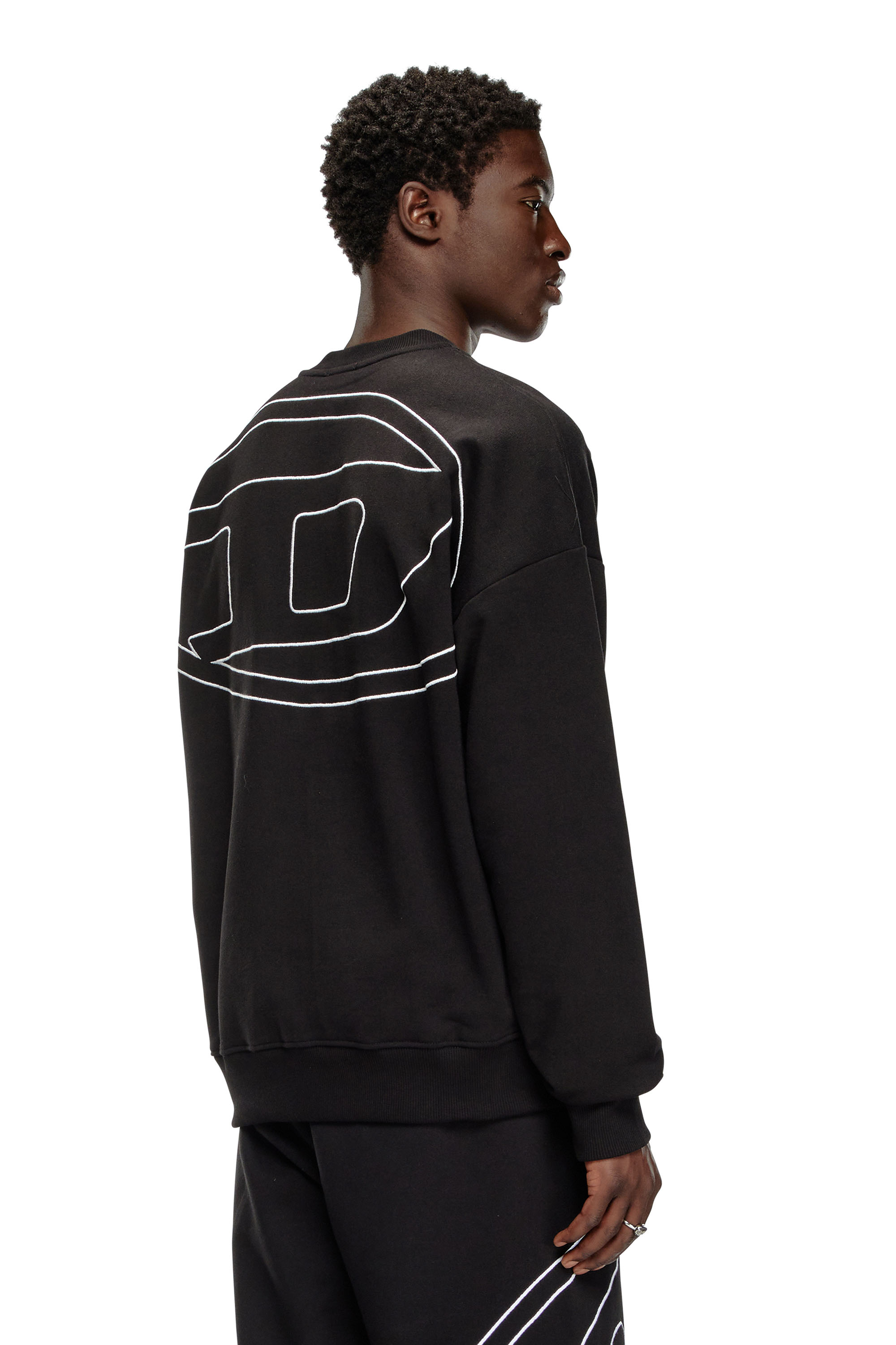 Diesel - S-ROB-MEGOVAL-D, Sudadera con logotipo bordado Hombre in Negro - 3
