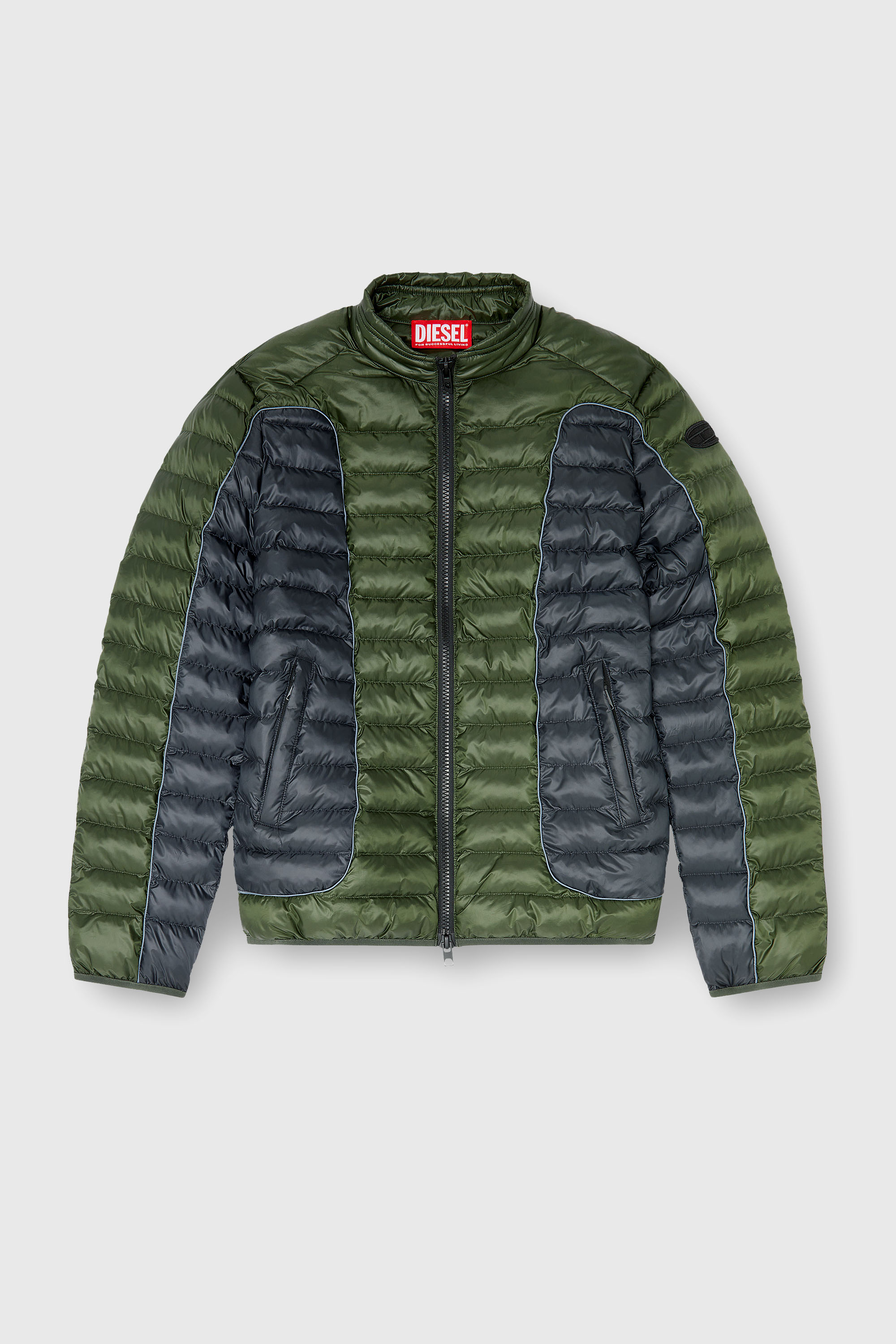 Diesel - W-PILOT-BLOCK, Chaqueta acolchada estilo biker con dise&ntilde;o a bloques de color Hombre in Multicolor - 2
