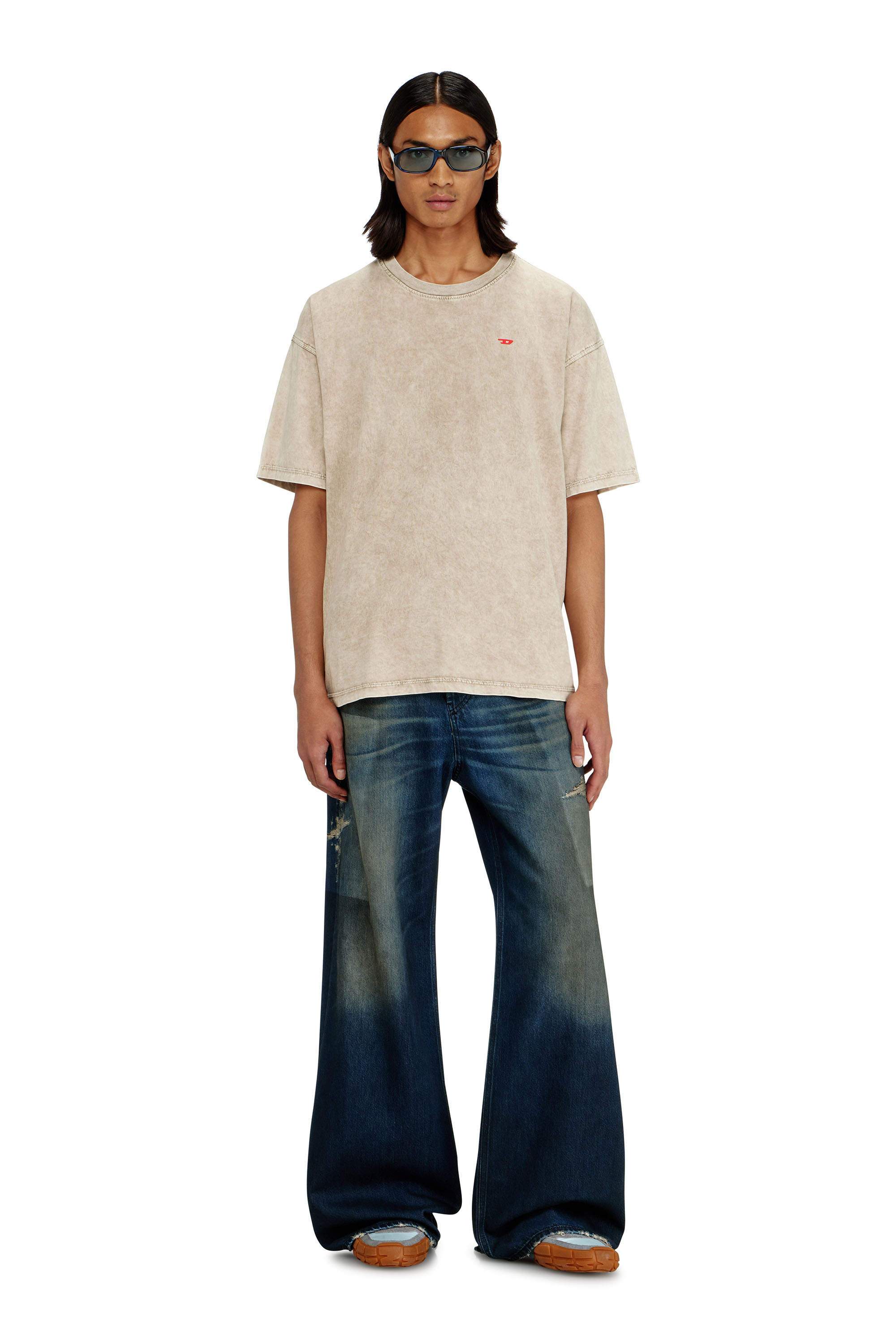 Diesel - T-BOXT-AA14, Camiseta de algod&oacute;n con efecto tratado Hombre in Beige - 2
