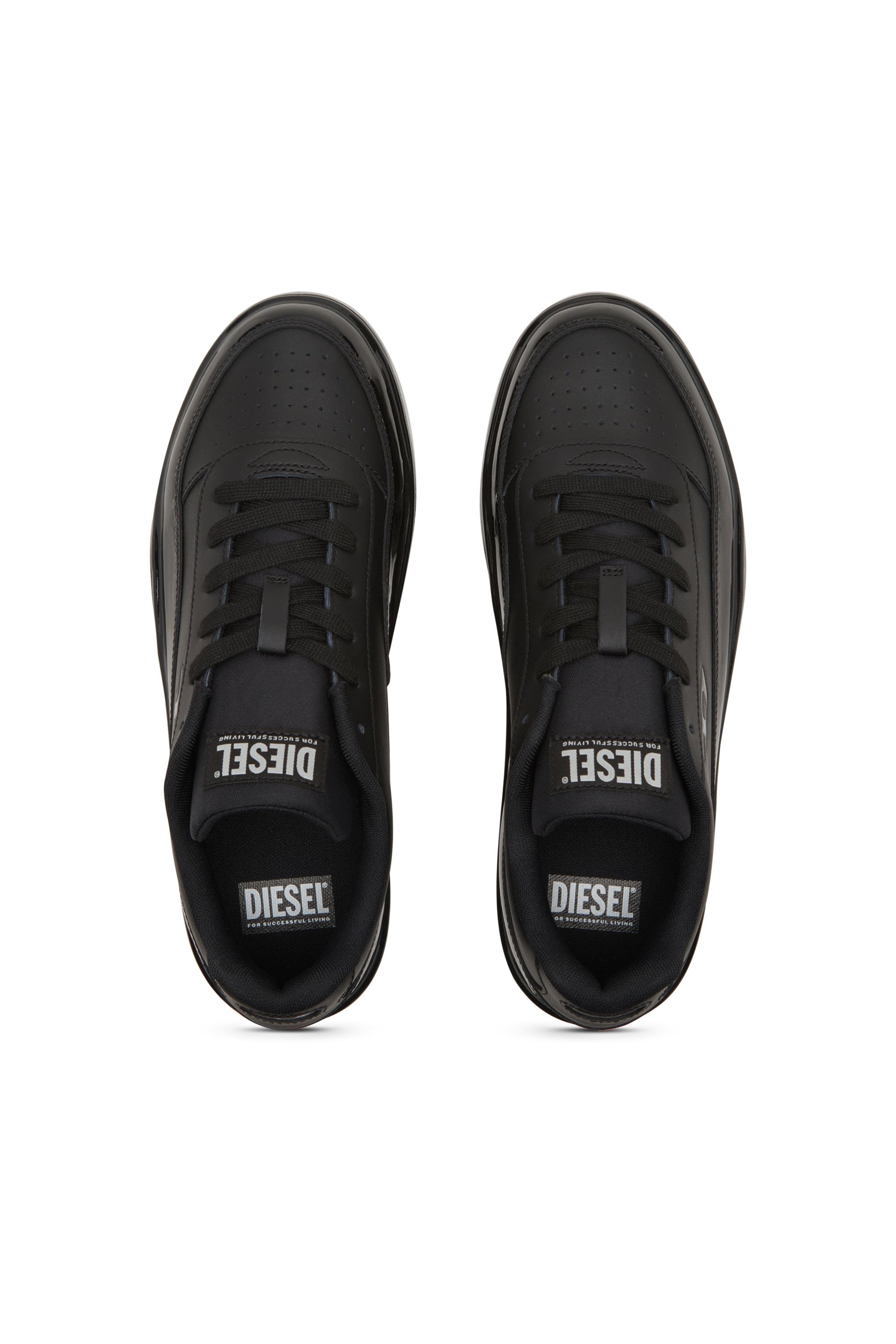 Diesel - S-TRACKER-D LOW, S-Tracker-D-Deportivas de cuero que se sumergieron en silicona Hombre in Negro - 6