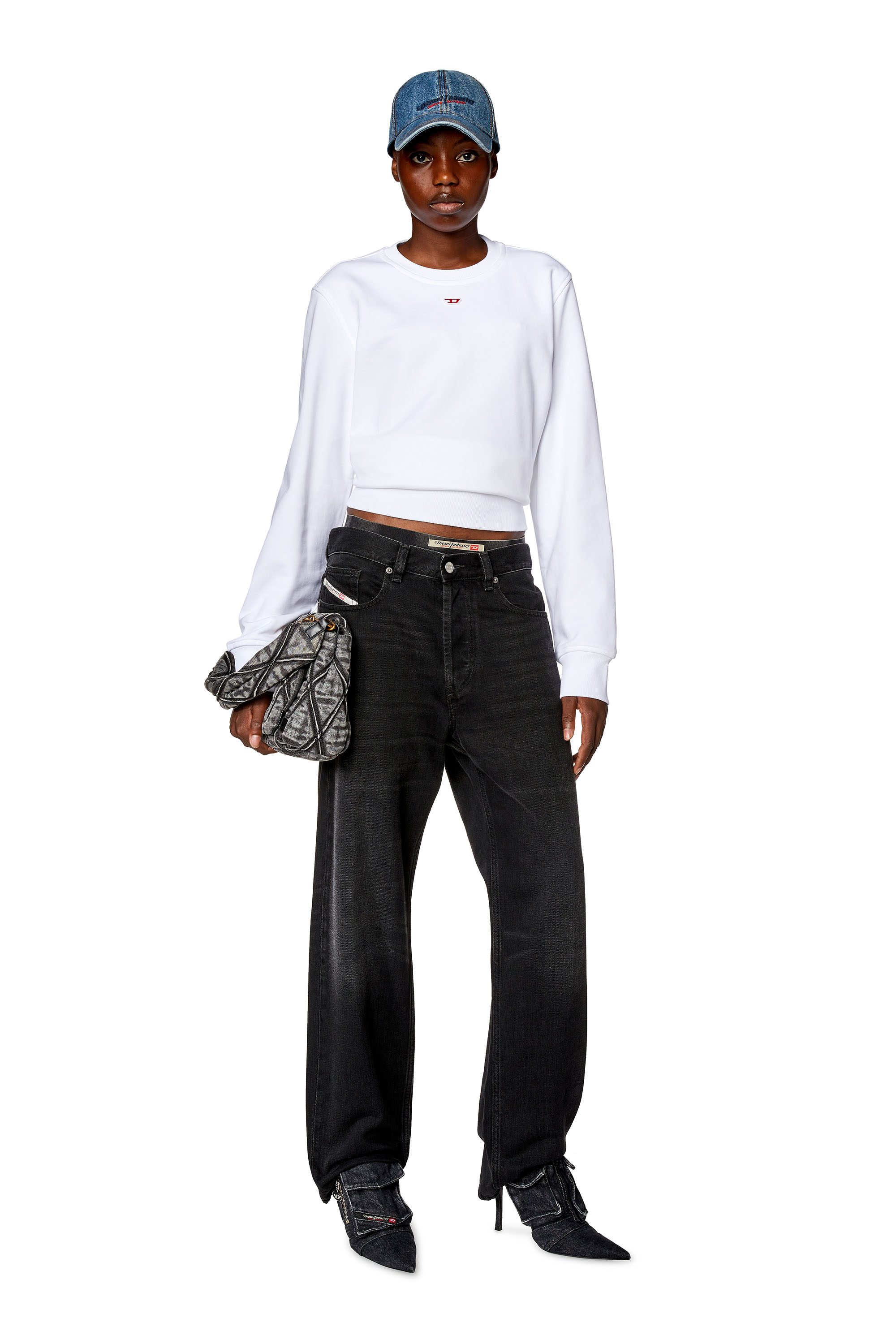 Diesel - S-GINN-D, Sudadera con logotipo de la letra D Mujer in Blanco - 1