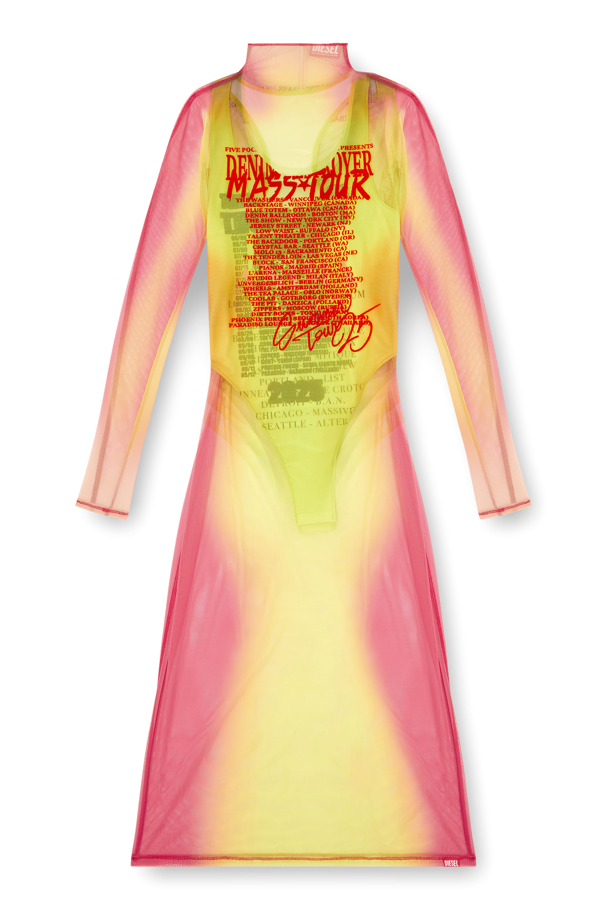 Diesel - D-AFNIC, Vestido midi con estampado de letras de canciones a capas Mujer in Multicolor - 2