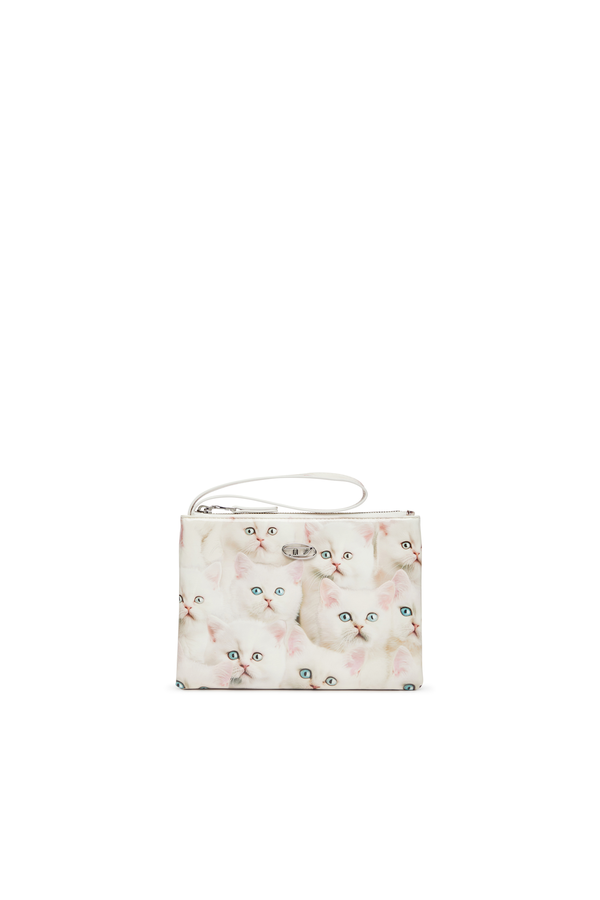 Diesel - PLAY POUCH II, Monedero de poliuretano brillante estampado Mujer in Blanco - 1