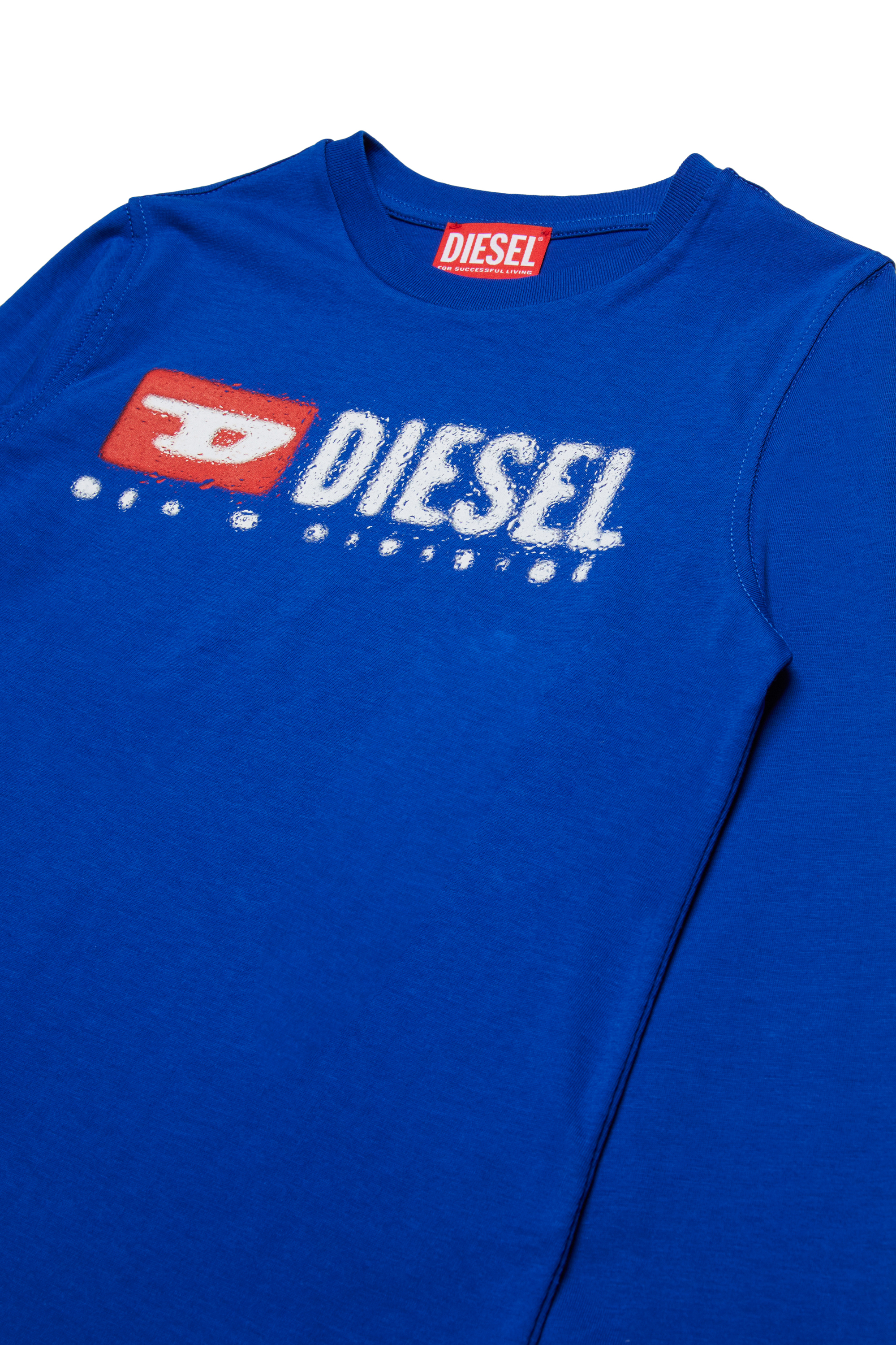 Diesel - TDROPS, Camiseta de cuello redondo de algodón con estampado de logo Hombre in Azul marino - 3