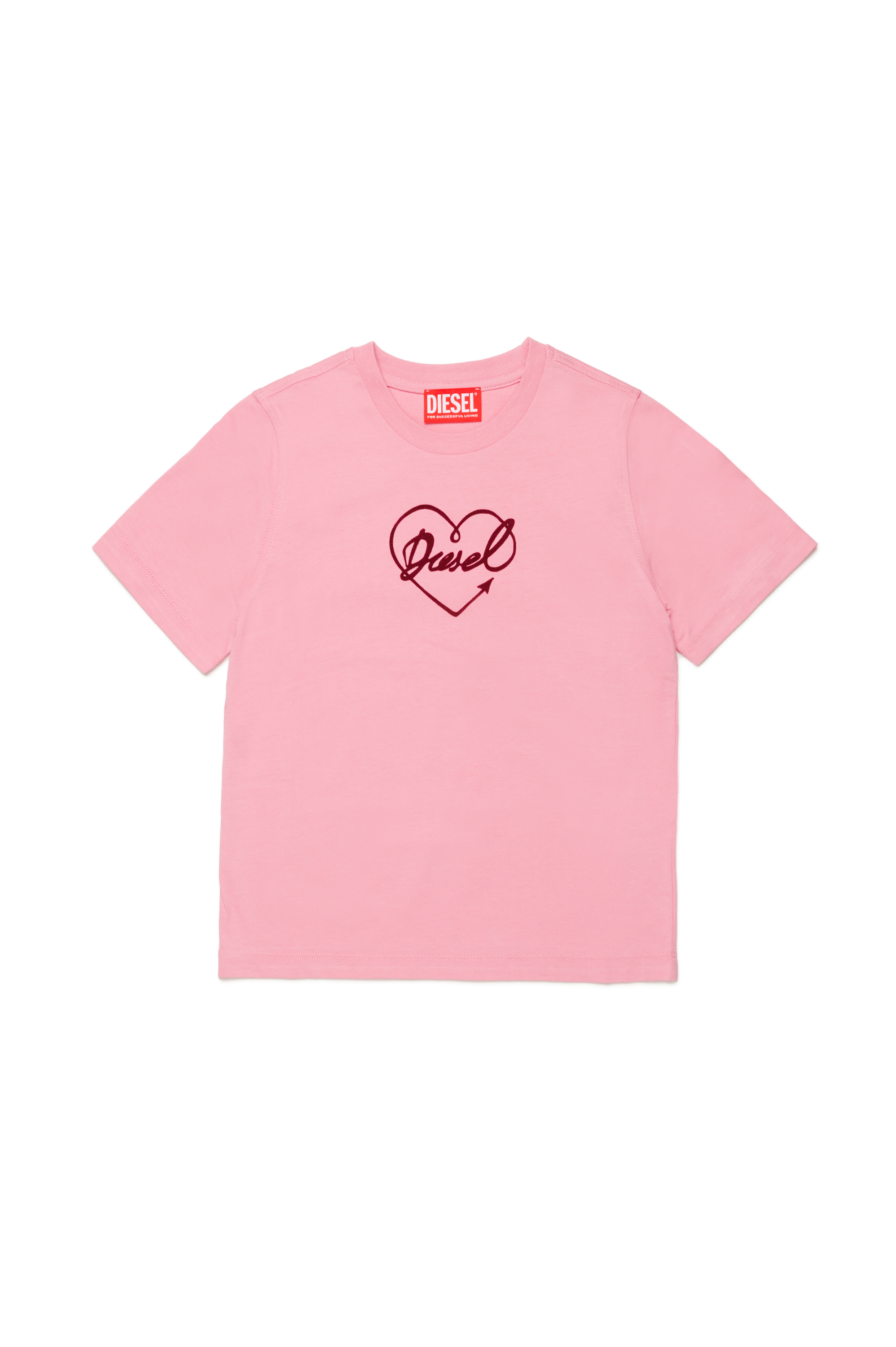 Diesel - TREGL4, Camiseta con corazón con logotipo en relieve Mujer in Rosa - 1