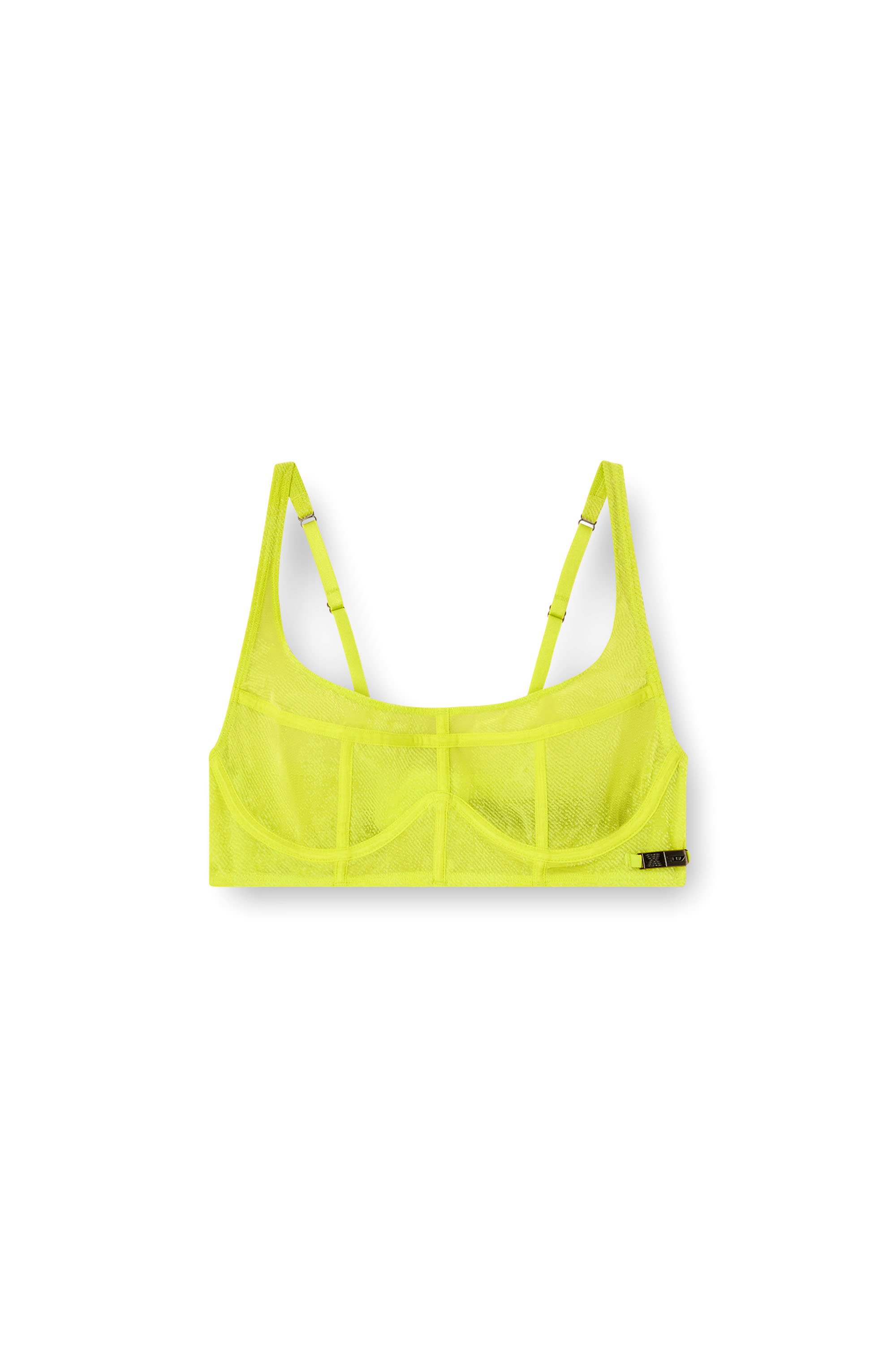 Diesel - LONGLINE-BRA, Sujetador de línea larga de malla en relieve Mujer in Verde - 4