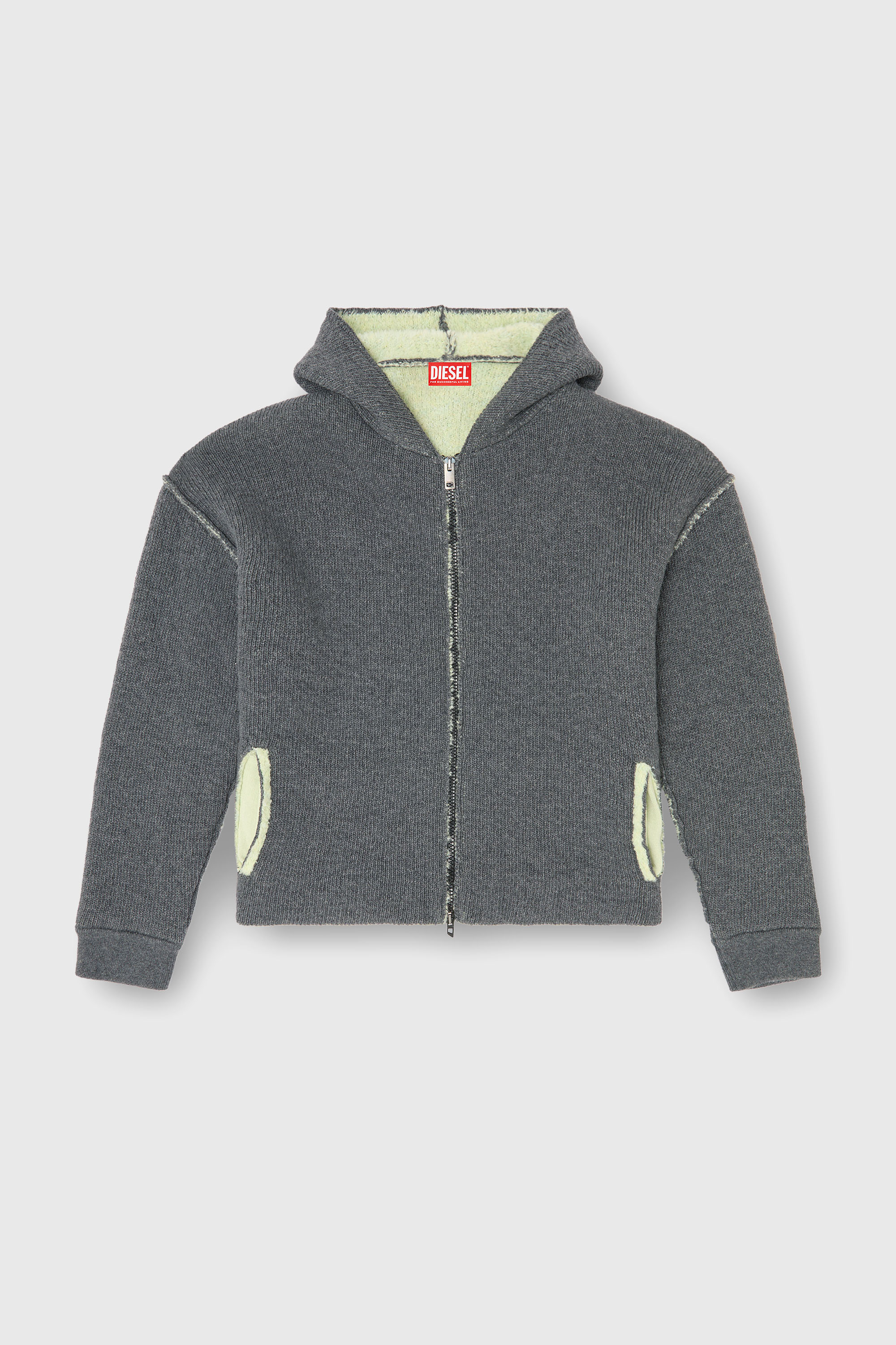 Diesel - K-BOUBBY, Sudadera con cremallera de punto de doble textura Hombre in Gris - 2