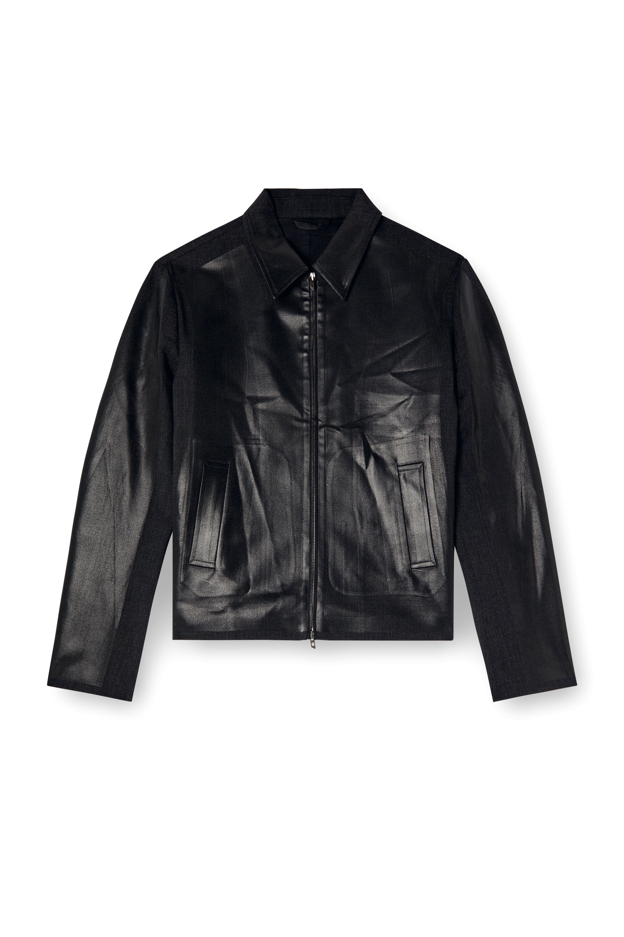 Diesel - J-KANE, Chaqueta coach de lana fresca recubierta Hombre in Negro - 3