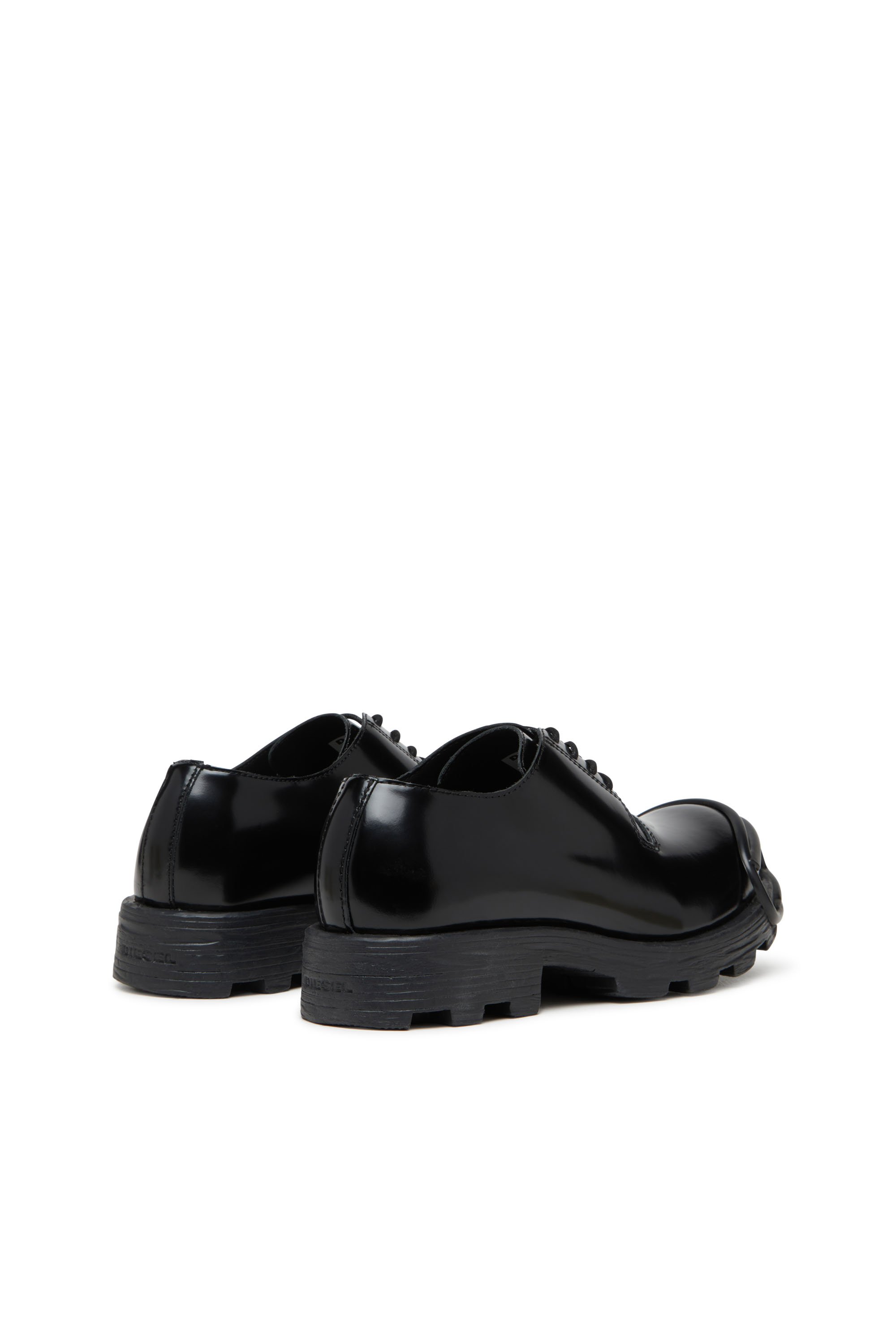 Diesel - D-HAMMER SO D, Man's D-Hammer-Leather lace-up shoes with oval D toe cap in Black - 3