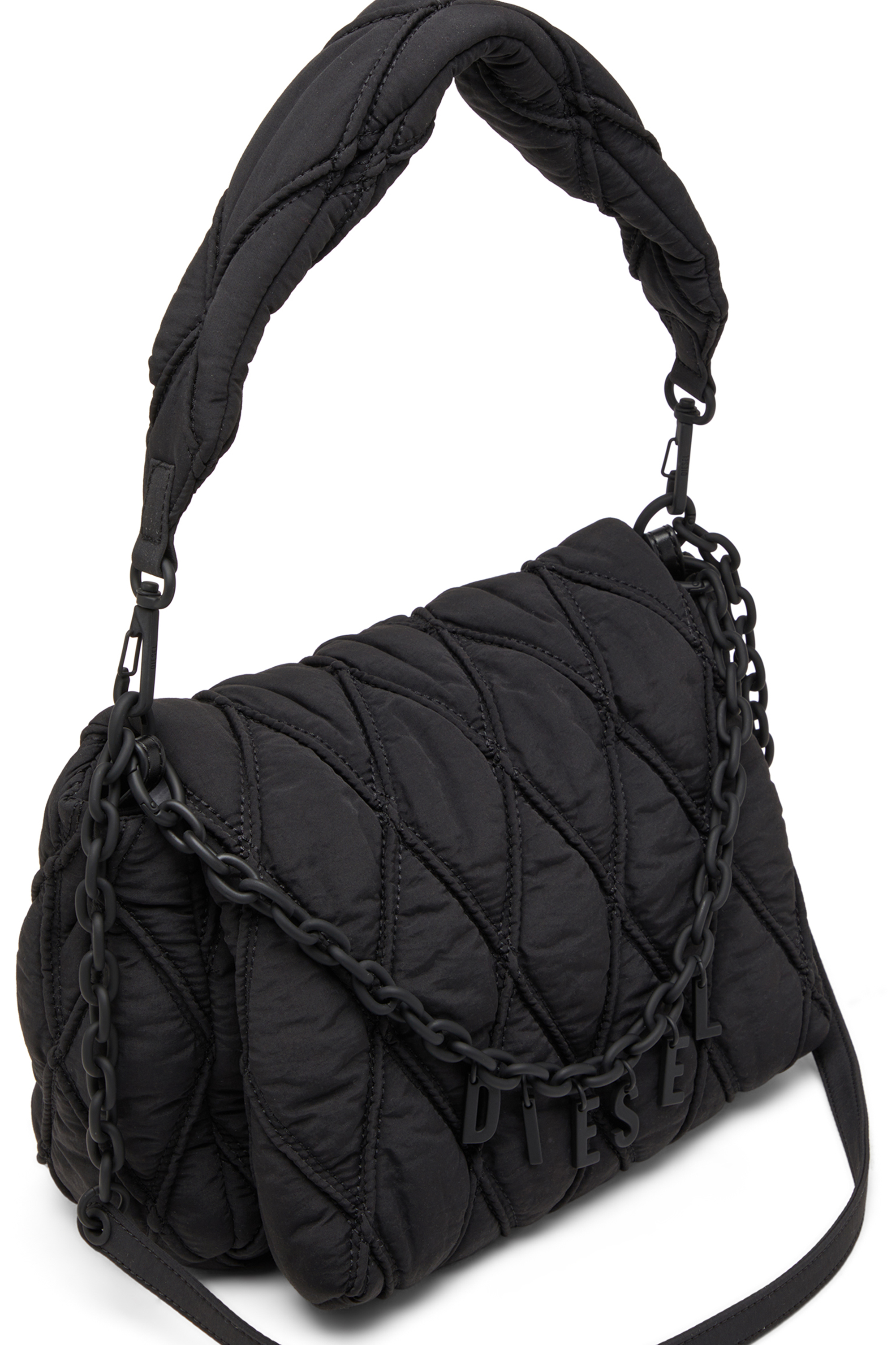 Diesel - CHARM-D SHOULDER M, Charm-D-M-Bolso de hombro de nailon acolchado Mujer in Negro - 4