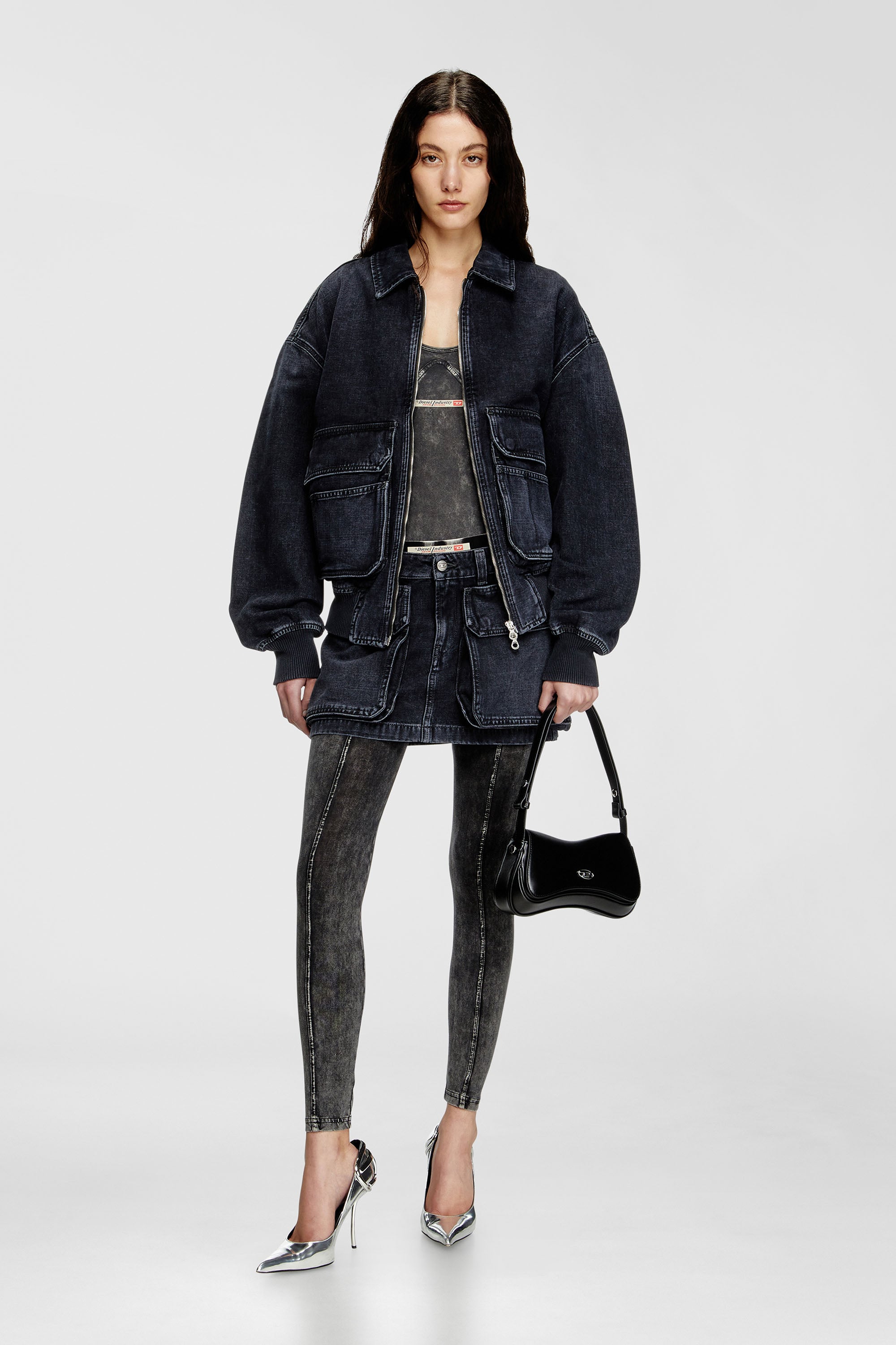Diesel - D-KURZ, Chaqueta de denim con tejido batavia Unisex in Negro - 2