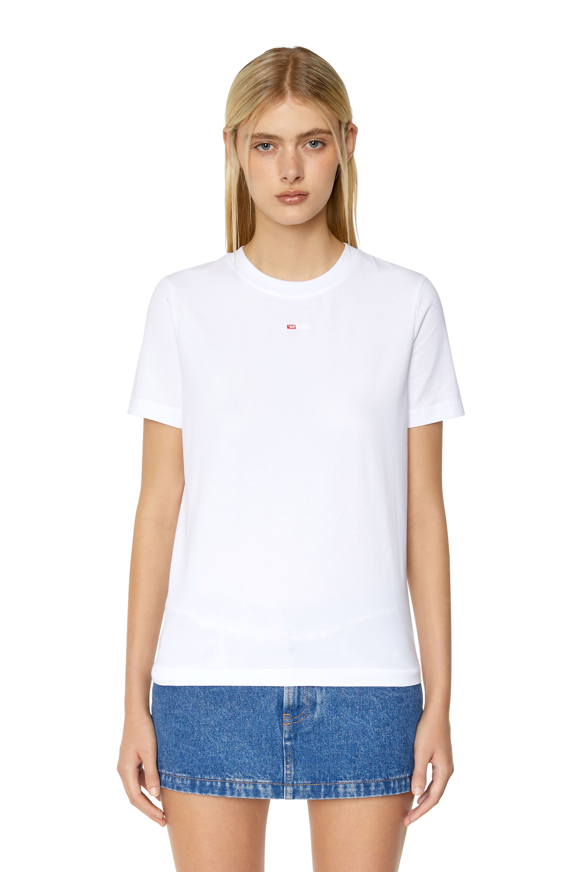 Diesel - T-REG-MICRODIV, Mujer Camiseta con logotipo pequeño bordado in Blanco - Image 1
