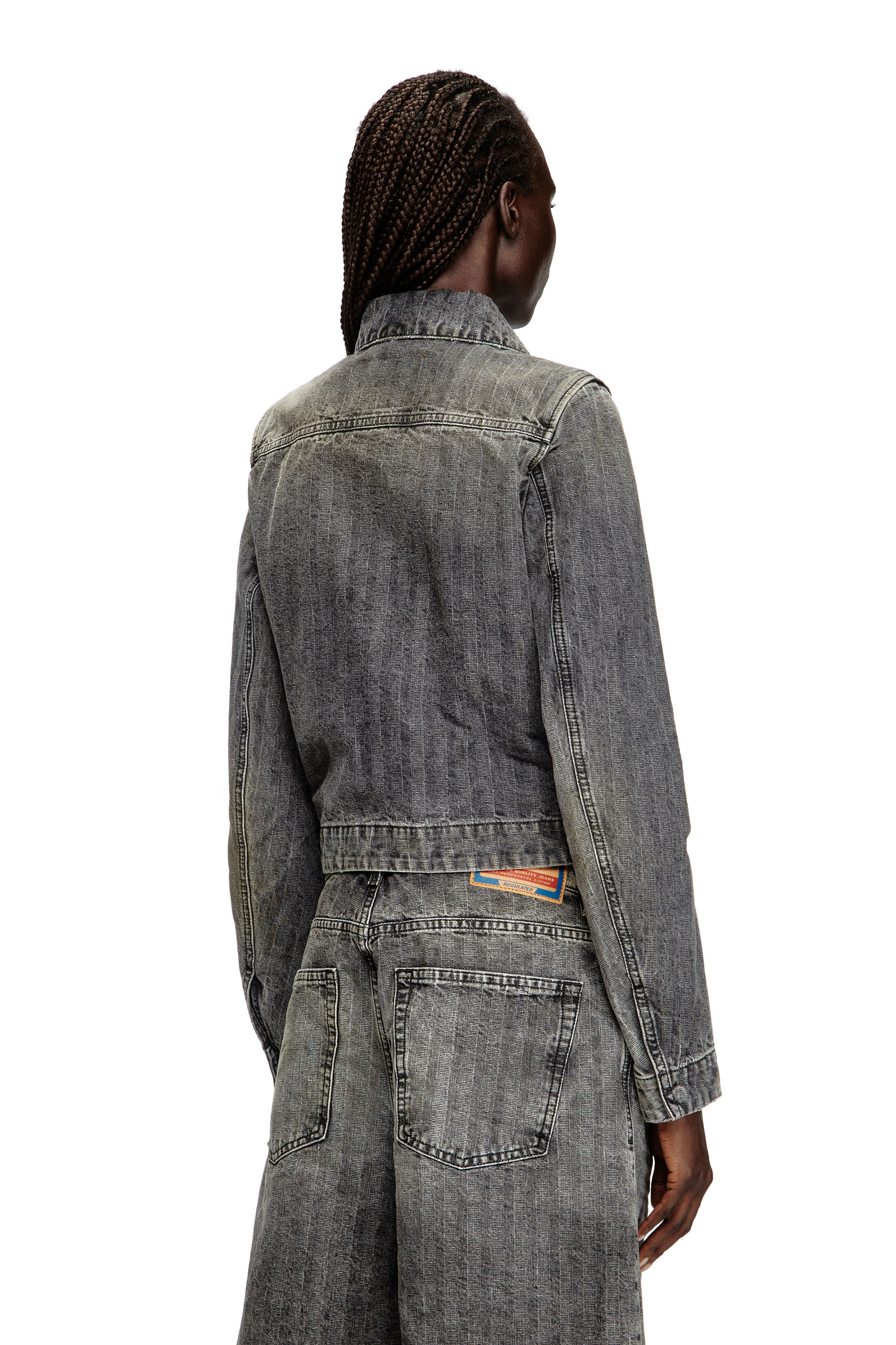 Diesel - DE-CORB, Chaqueta de denim en espiga Mujer in Gris - 4