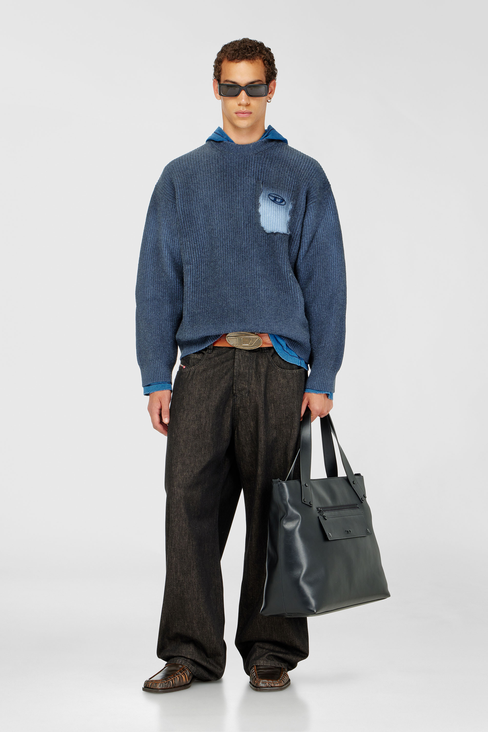 Diesel - K-PICKLER, Jersey de mezcla de lana con falso bolsillo Hombre in Azul marino - 2