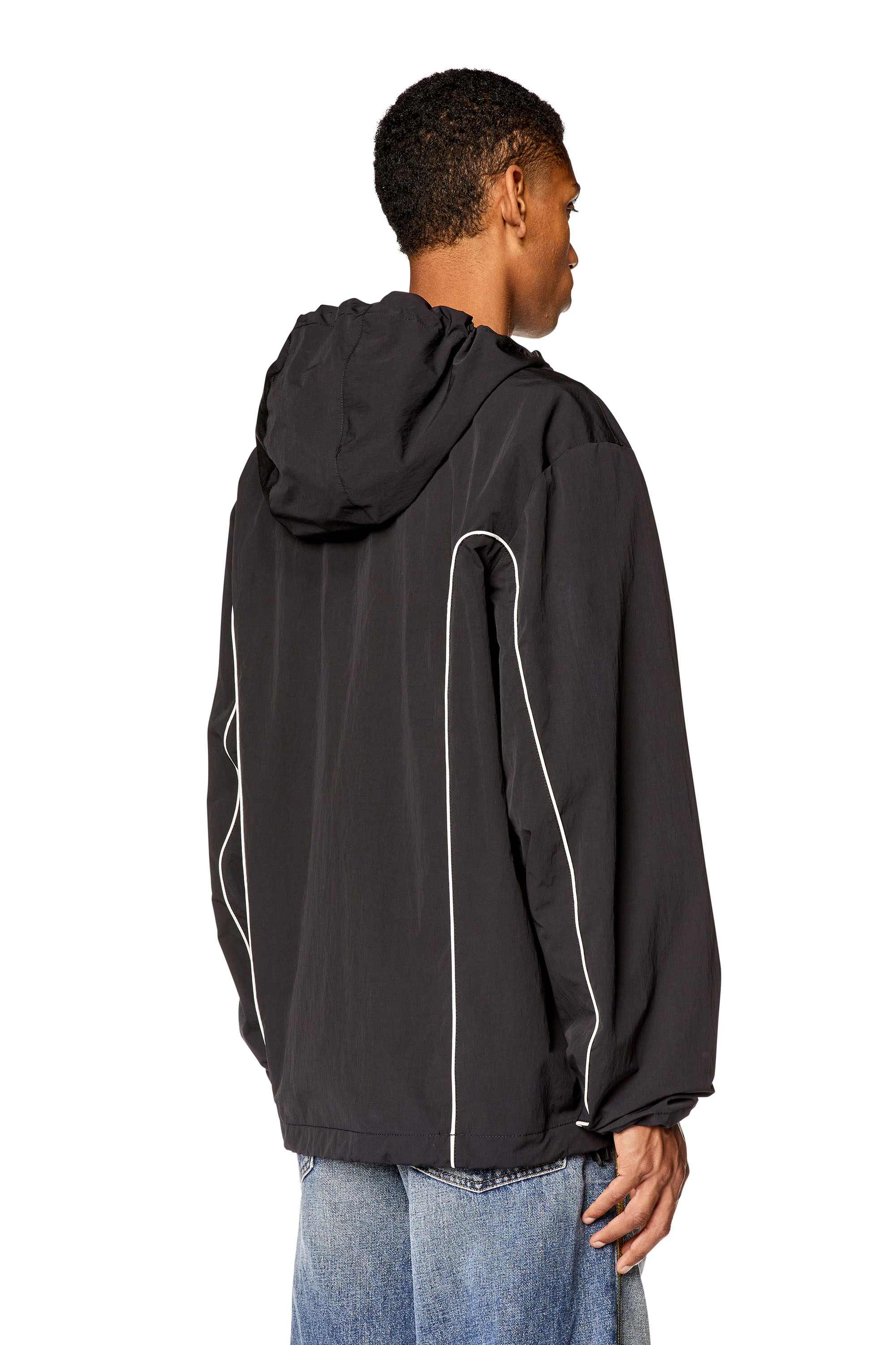 Diesel - J-HIVESSIN, Anorak con ribetes contrastantes Hombre in Negro - 4