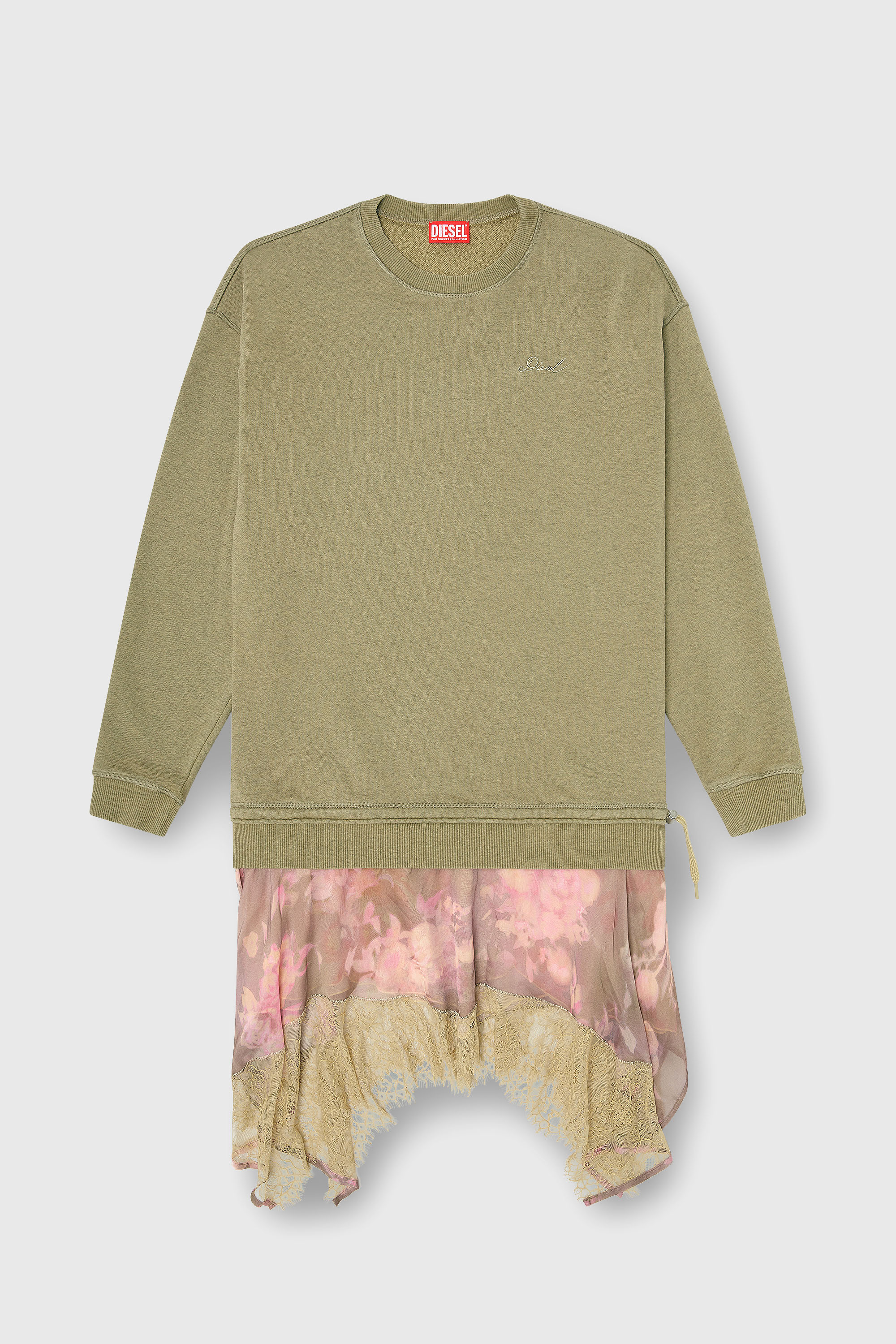 Diesel - D-ORELY, Vestido sudadera con falda de gasa y encaje Mujer in Multicolor - 2