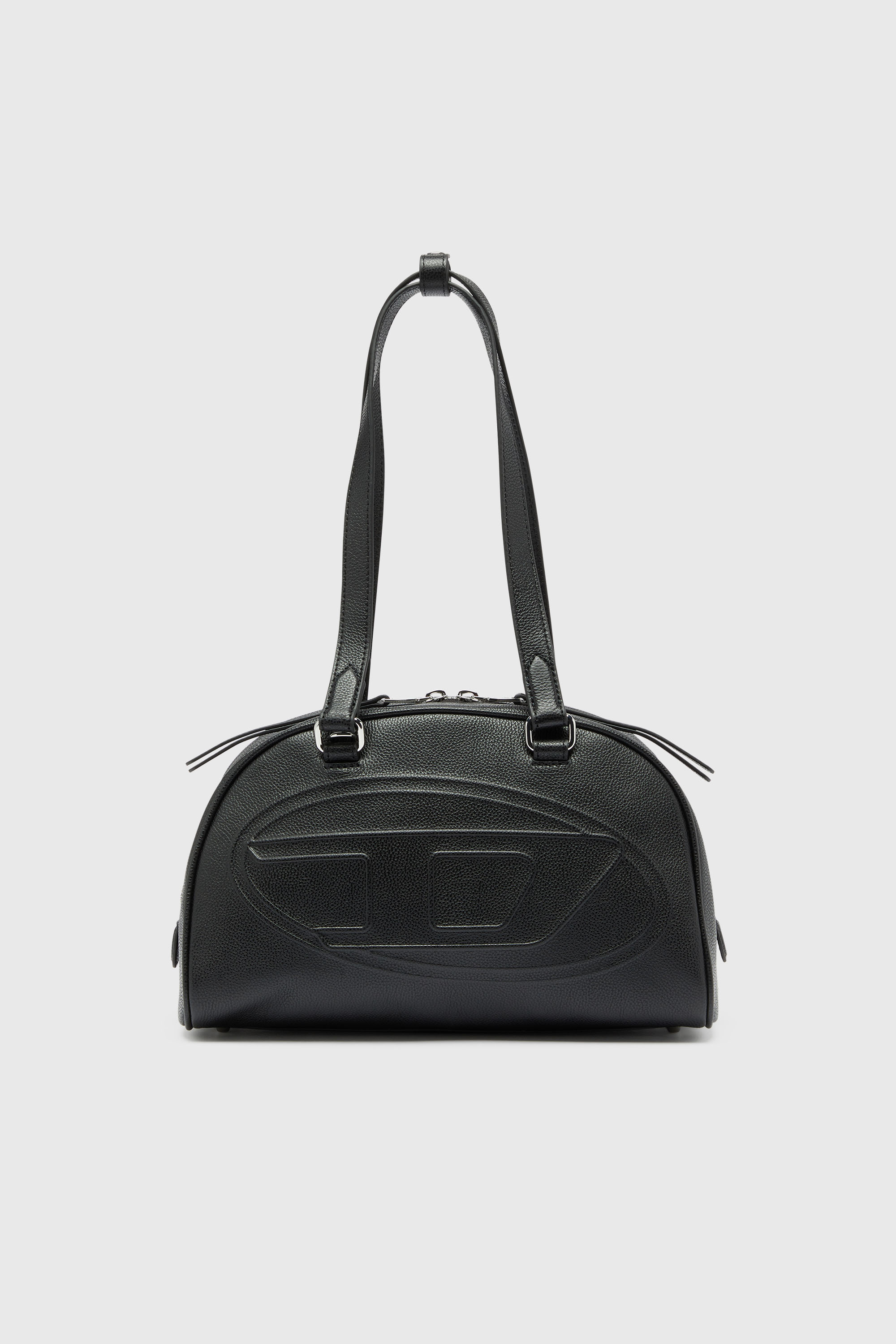 Diesel - 1DR DOME SHOULDER, 1DR Dome - Bolso Boston de piel con logo en relieve Unisex in Negro - 1