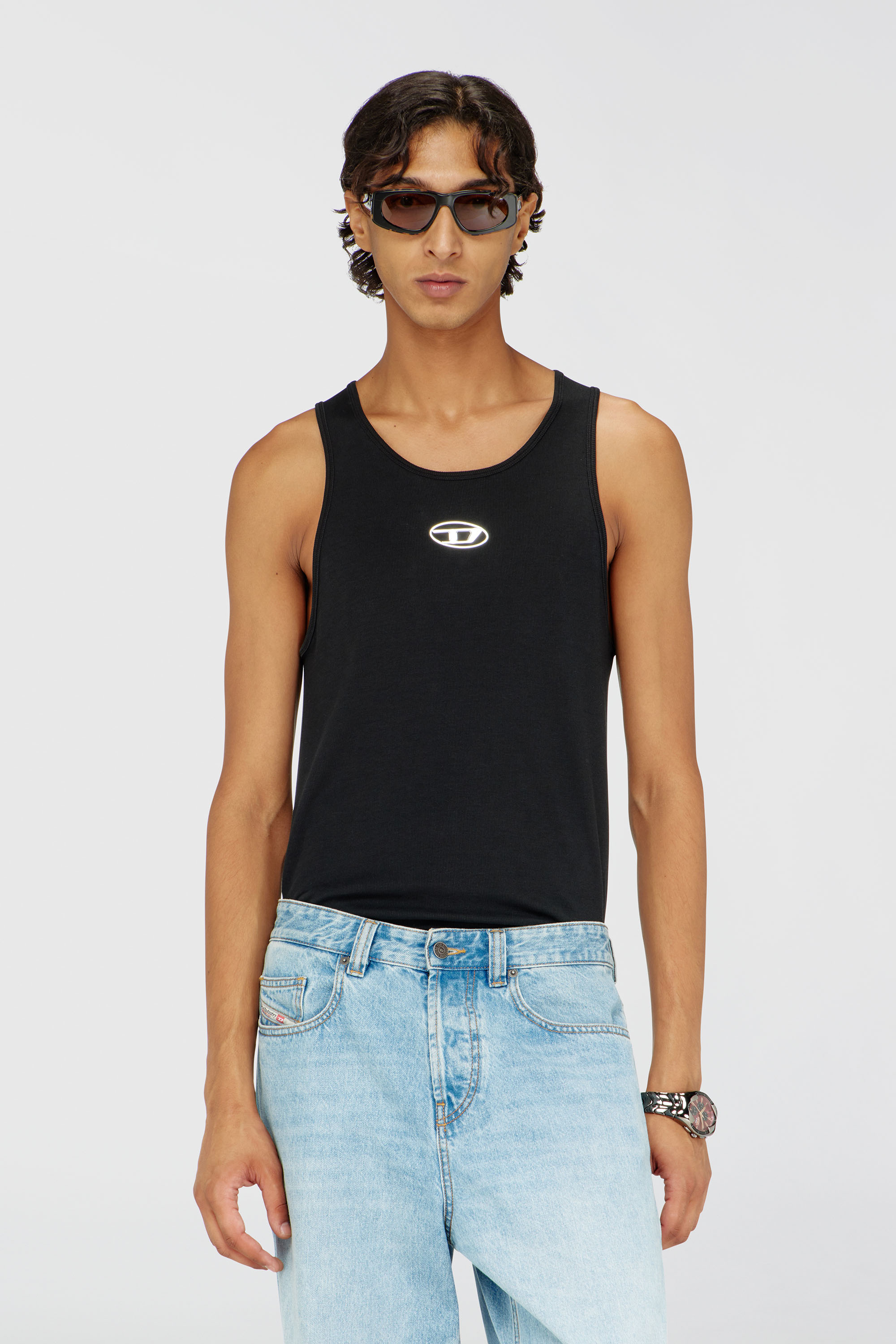 Diesel - T-LIFTY-IOD, Camiseta de tirantes de algod&oacute;n con logo Hombre in Negro - 1