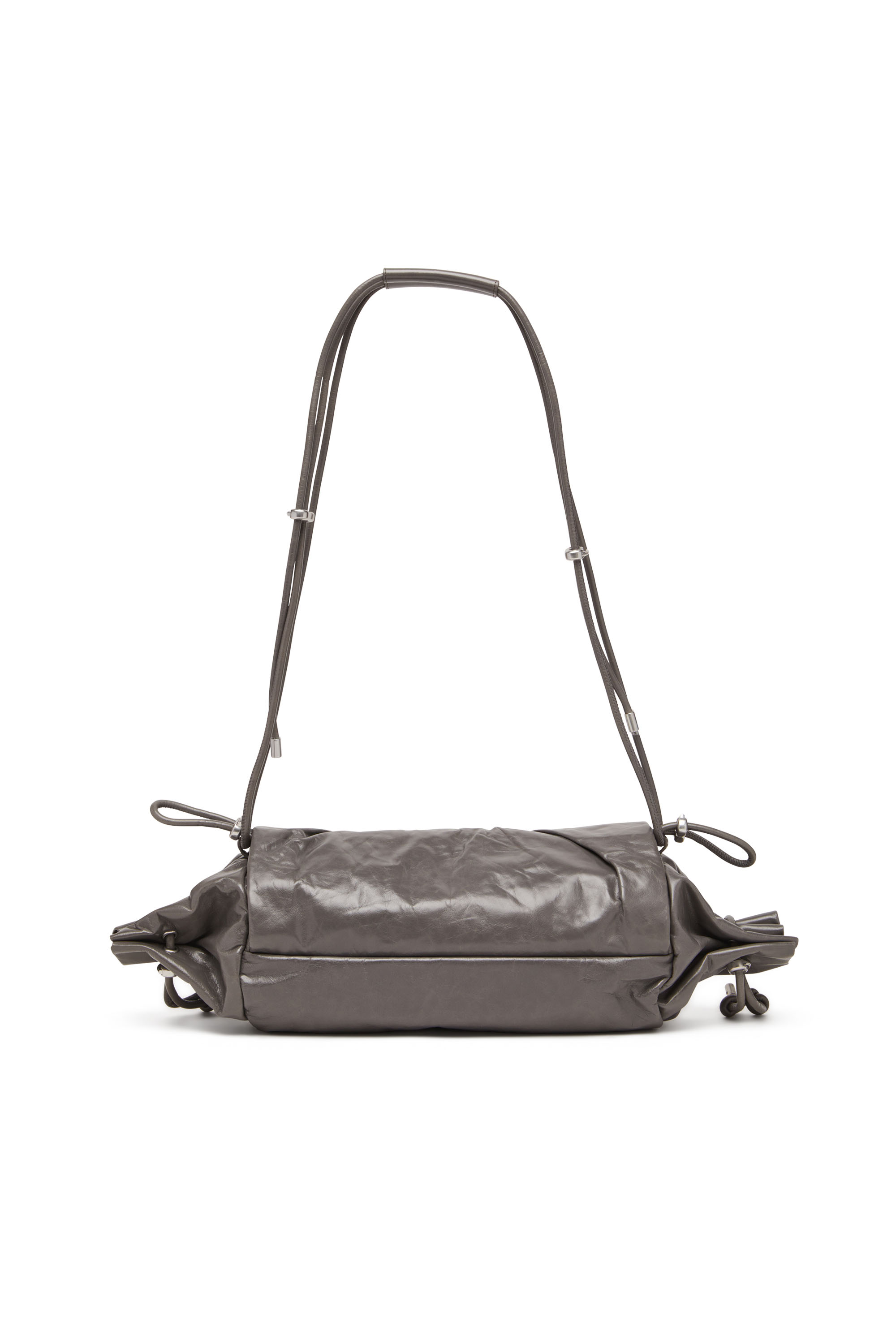 Diesel - SCRUNCH-D SHOULDER M, Scrunch-D M-Bolso de hombro en cuero brillante Mujer in Gris - 2