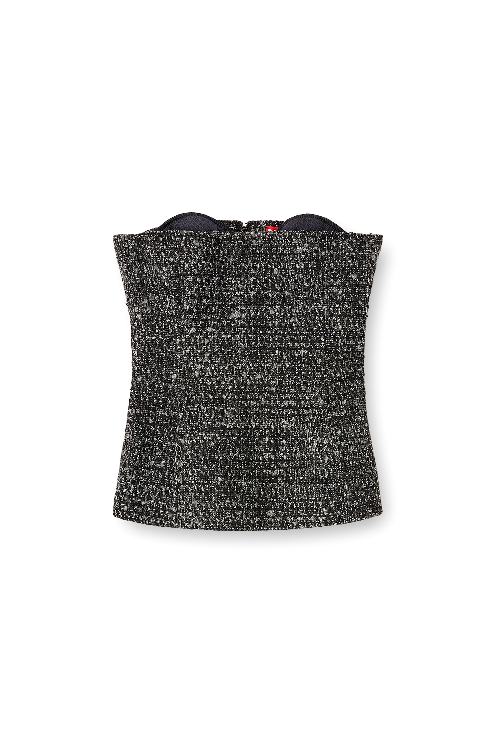 Diesel - T-ORSET, Top corsé de bouclé con corte ultra bajo Mujer in Negro - 3