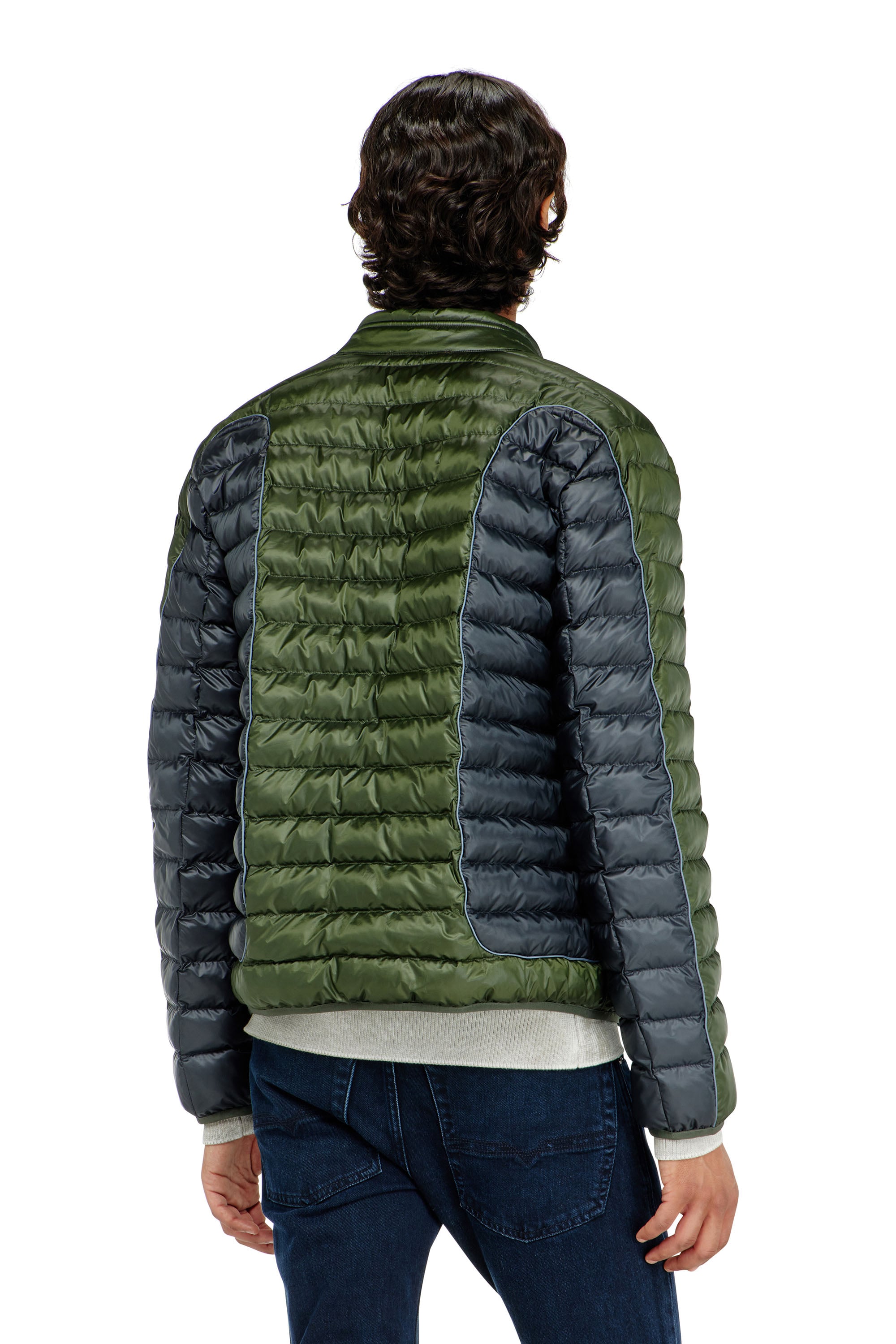 Diesel - W-PILOT-BLOCK, Chaqueta acolchada estilo biker con dise&ntilde;o a bloques de color Hombre in Multicolor - 4