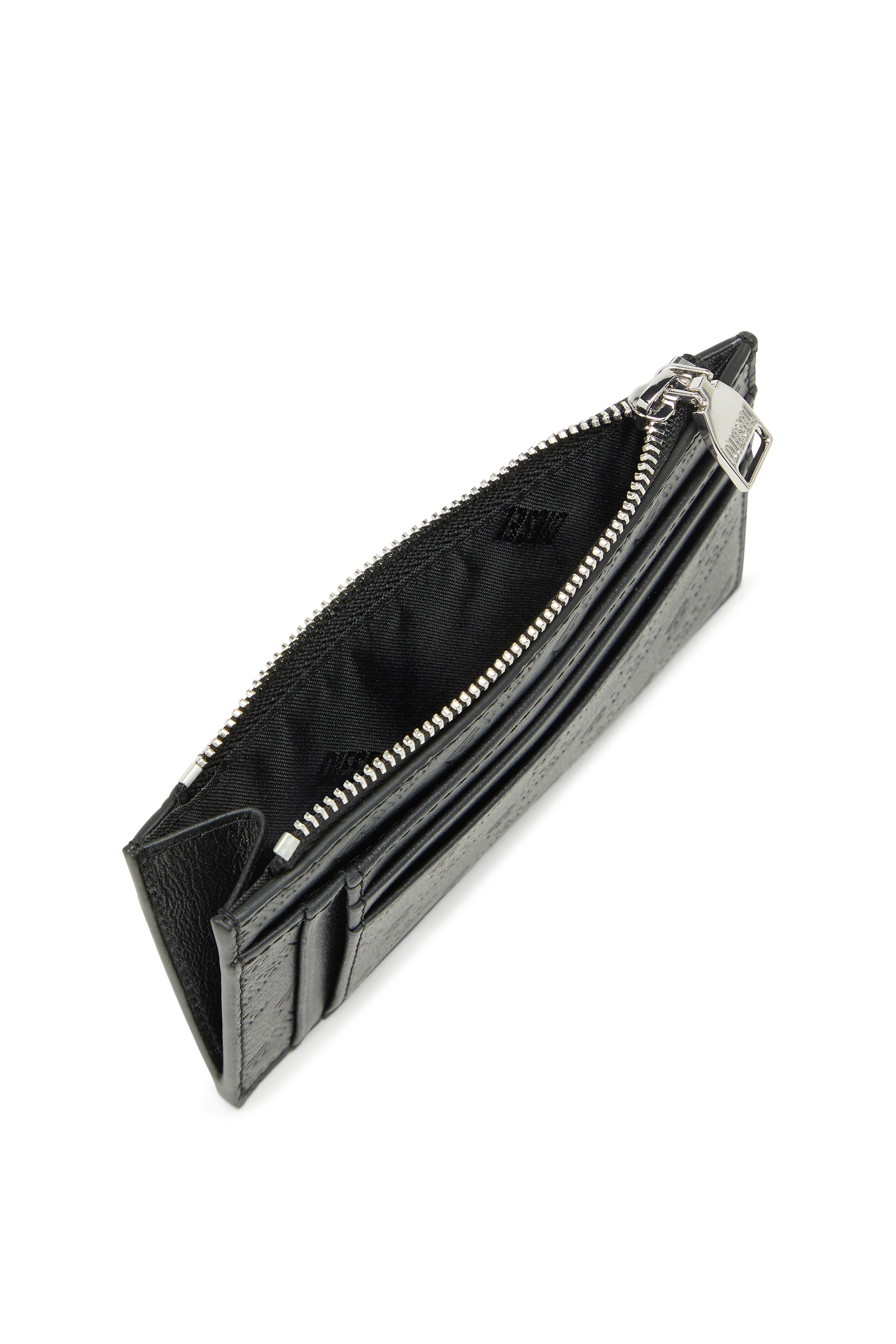 Diesel - MONOGRAM CARD CASE VI, Tarjetero de piel repujada con bolsillo con cremallera Hombre in Negro - 3