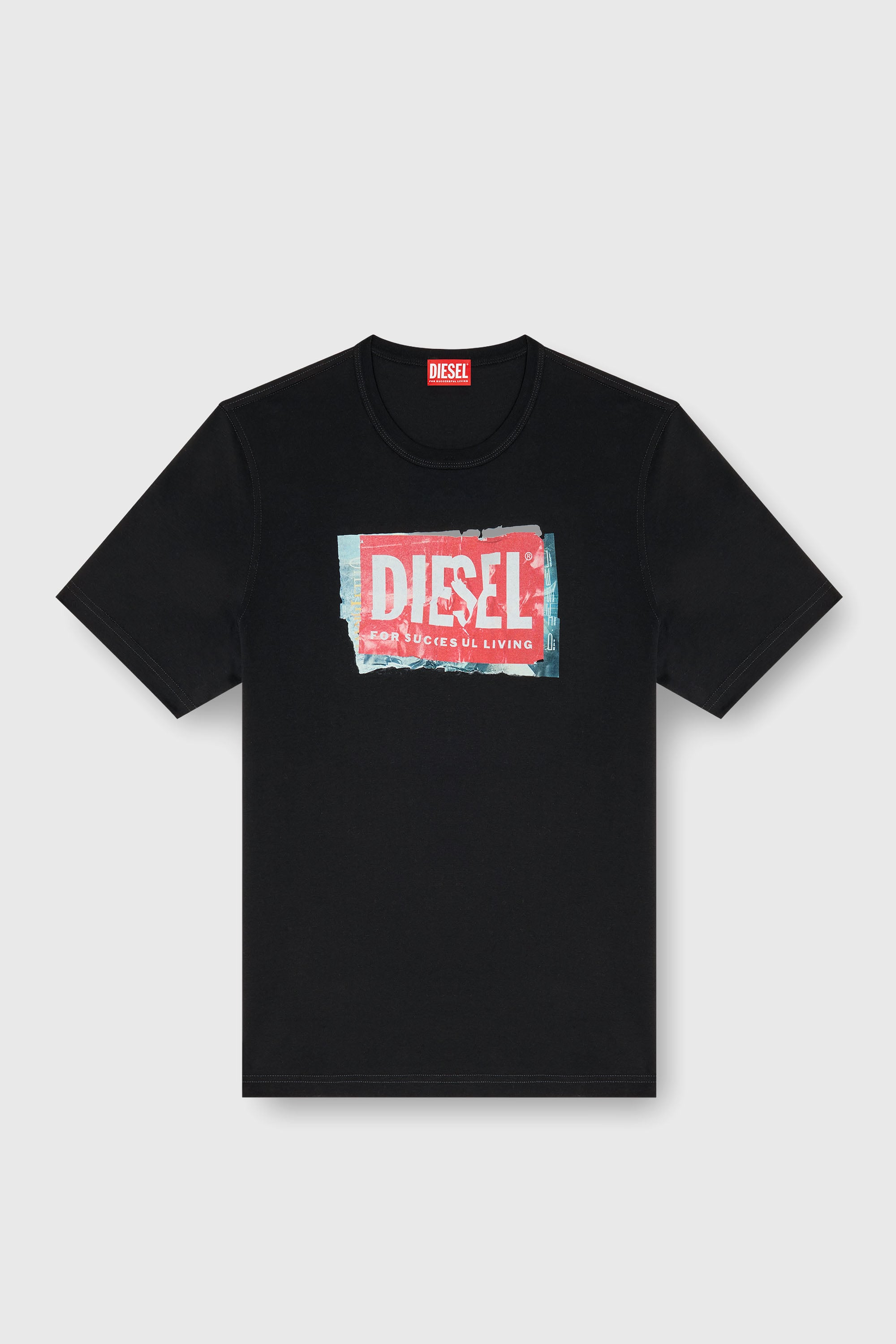 Diesel - T-ADJUST-Q6, Camiseta con logotipo con efecto arrugado Hombre in Negro - 2