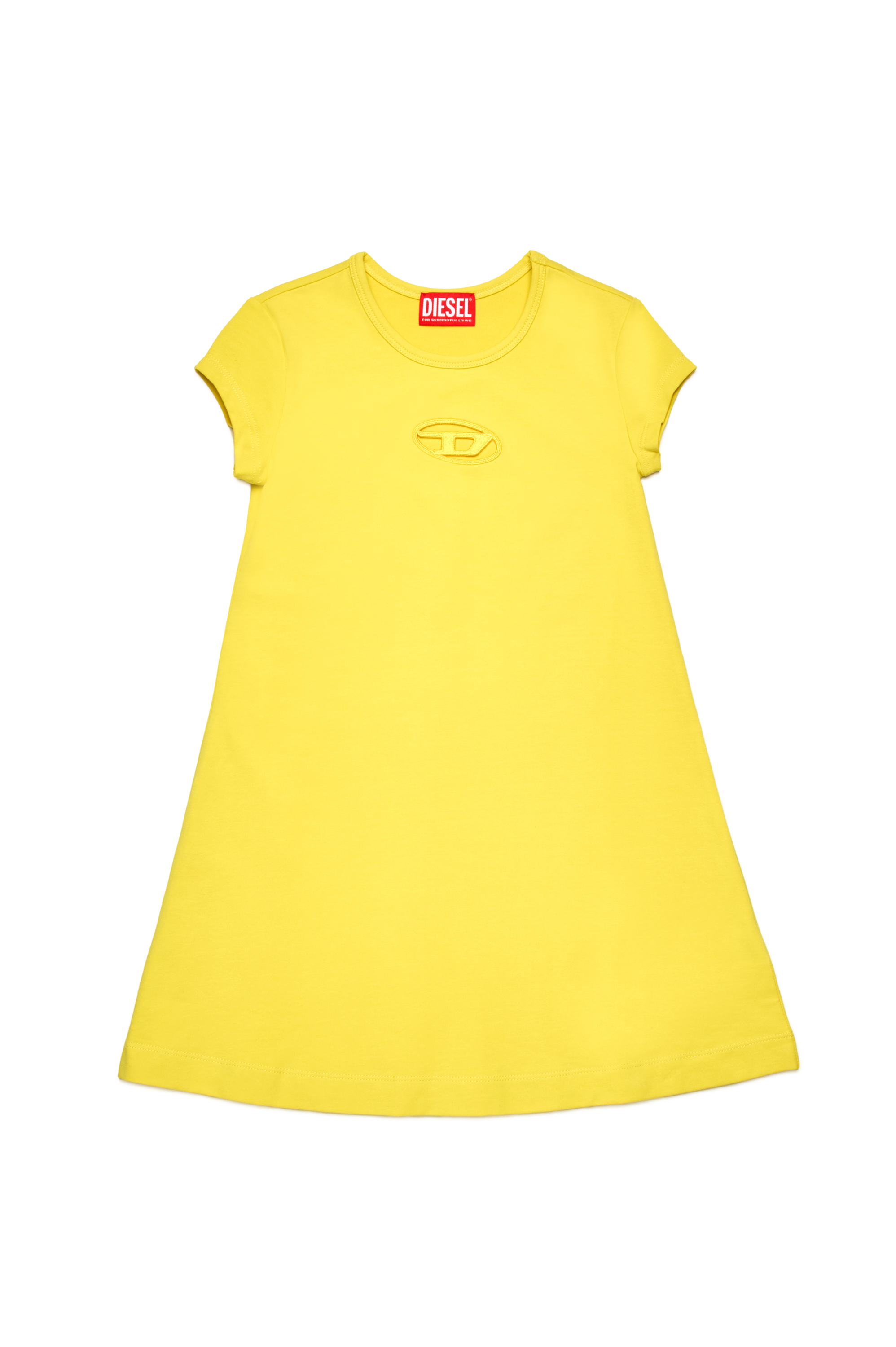 Diesel - DANGIELAM, Vestido camiseta con logotipo Oval D recortado Mujer in Amarillo - 1