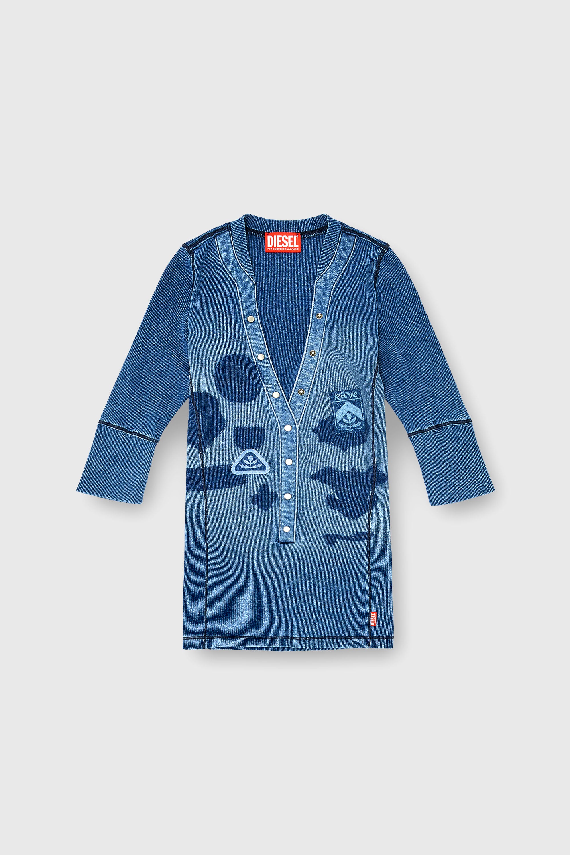 Diesel - T-EREME, Top henley con efecto shadow-patch Mujer in Azul marino - 2