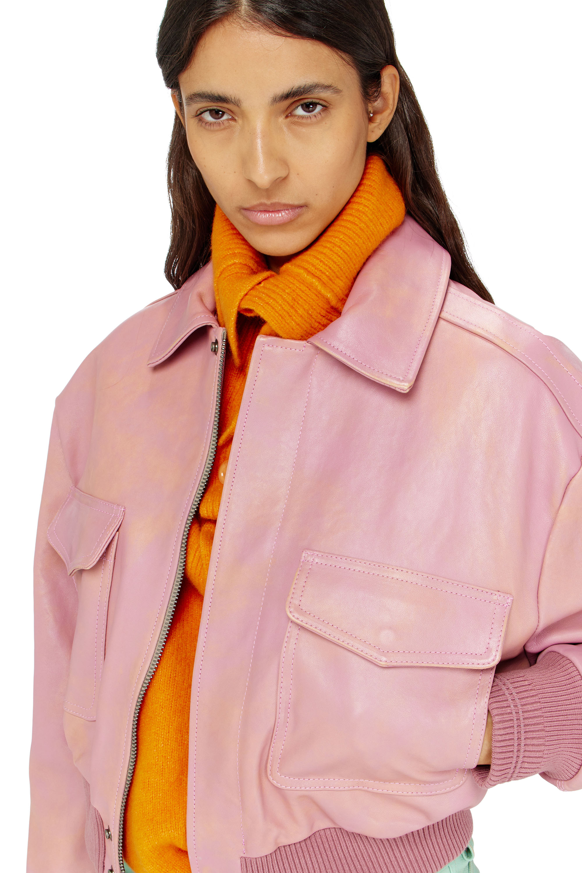 Diesel - L-AVIA, Chaqueta aviador de cuero tratado Mujer in ToBeDefined - 4