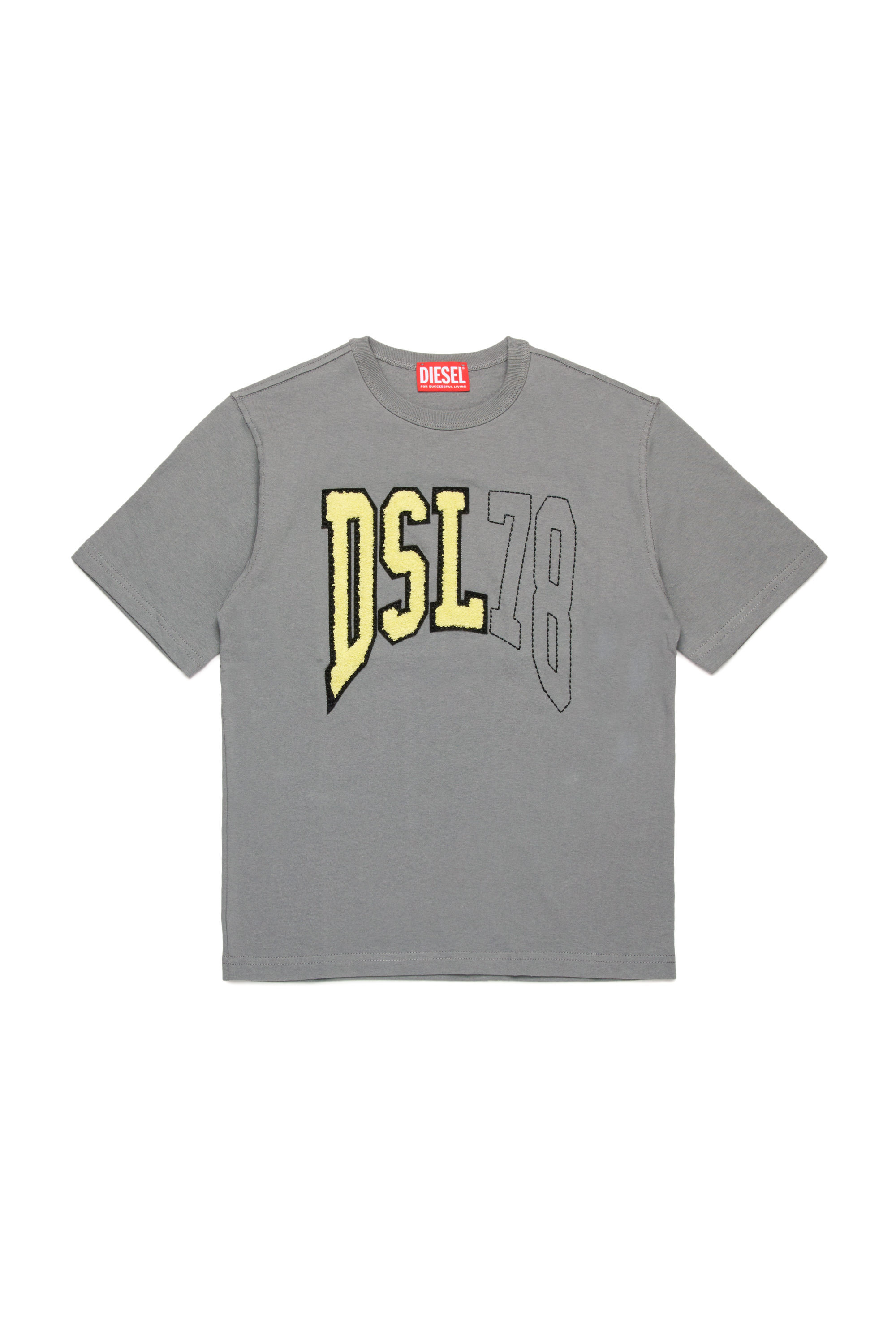 Diesel - TWASHN OVER, Camiseta con logotipo universitario DSL78 Hombre in Gris - 1