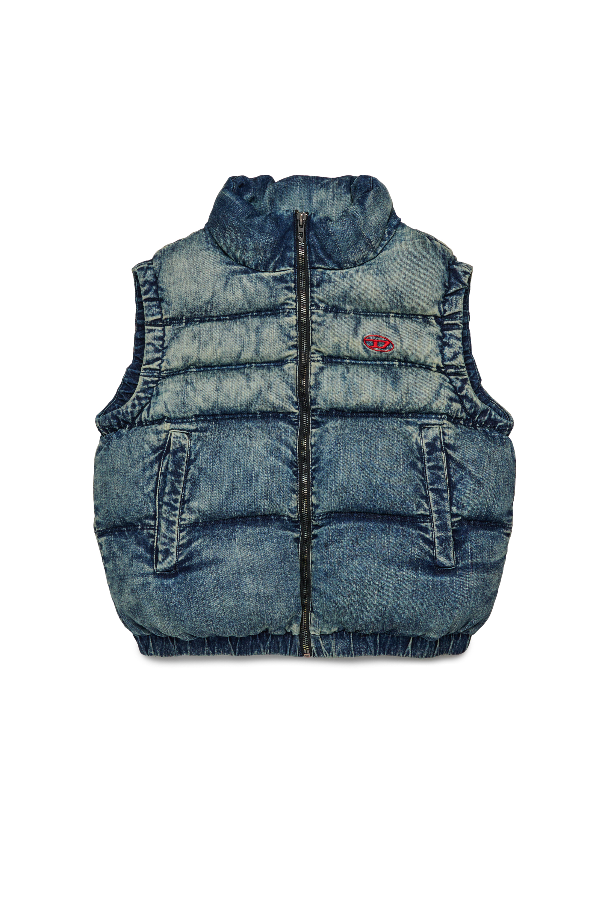 Diesel - JWMONSSL, Chaleco de denim con cremallera y relleno Unisex in Azul marino - 1