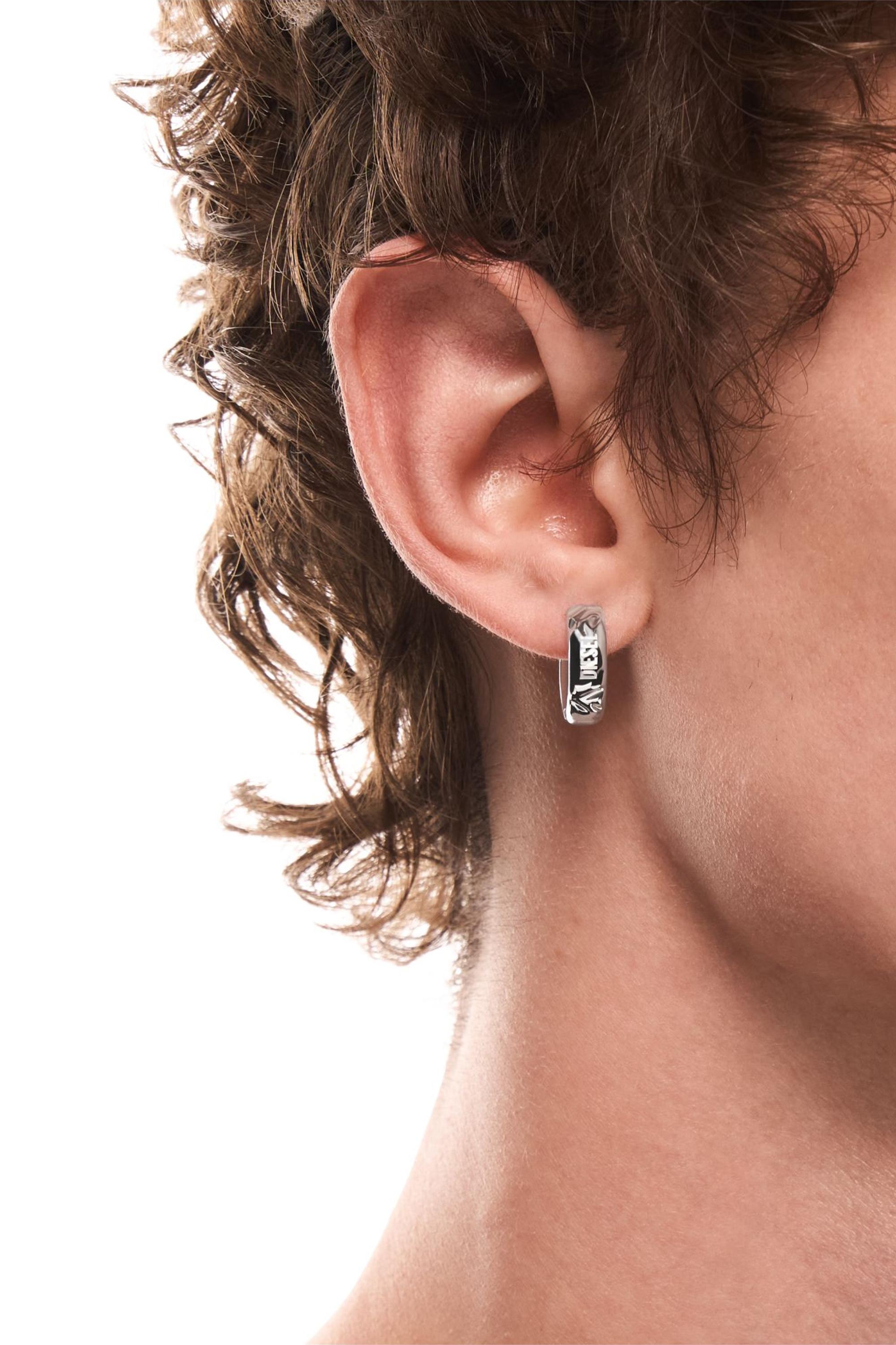 Diesel - DX1730040, Unisex's Stainless Steel Hoop Earring in Silver - 4