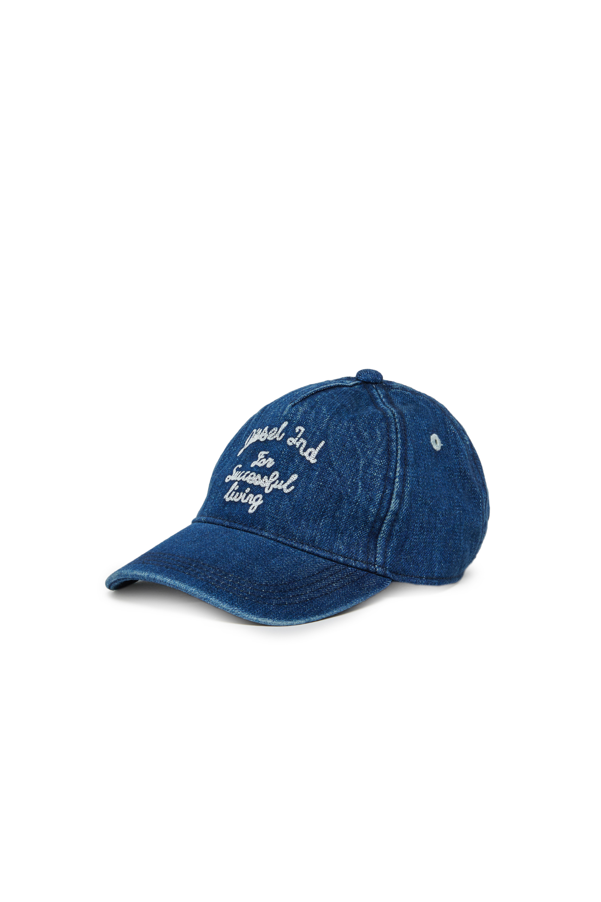 Diesel - FERMYB, Gorra de b&eacute;isbol de mezclilla con bordado Hombre in Azul marino - 1
