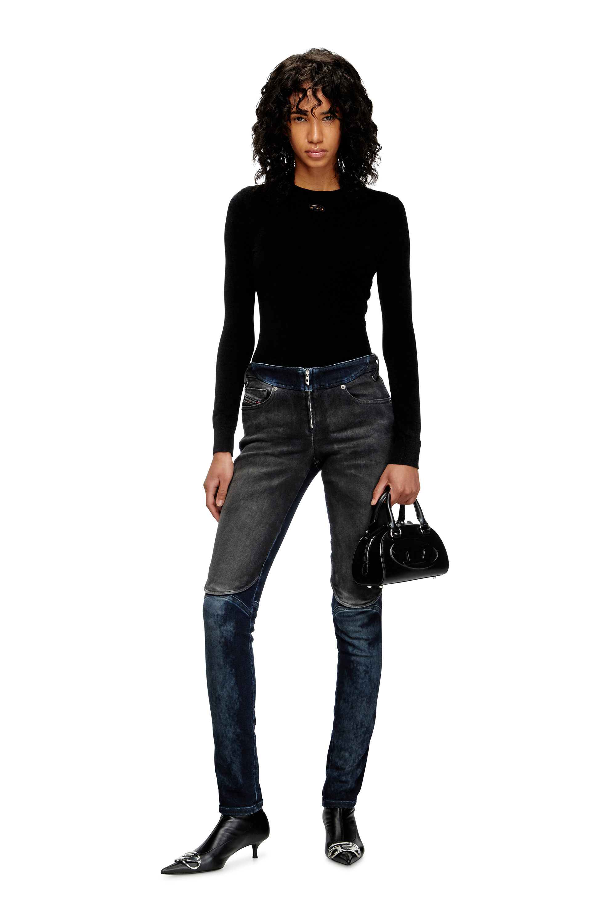 Diesel - 1DR DOME CROSSBODY, 1DR Dome-Mini bolso de cuero tipo bowling Mujer in Negro - 2