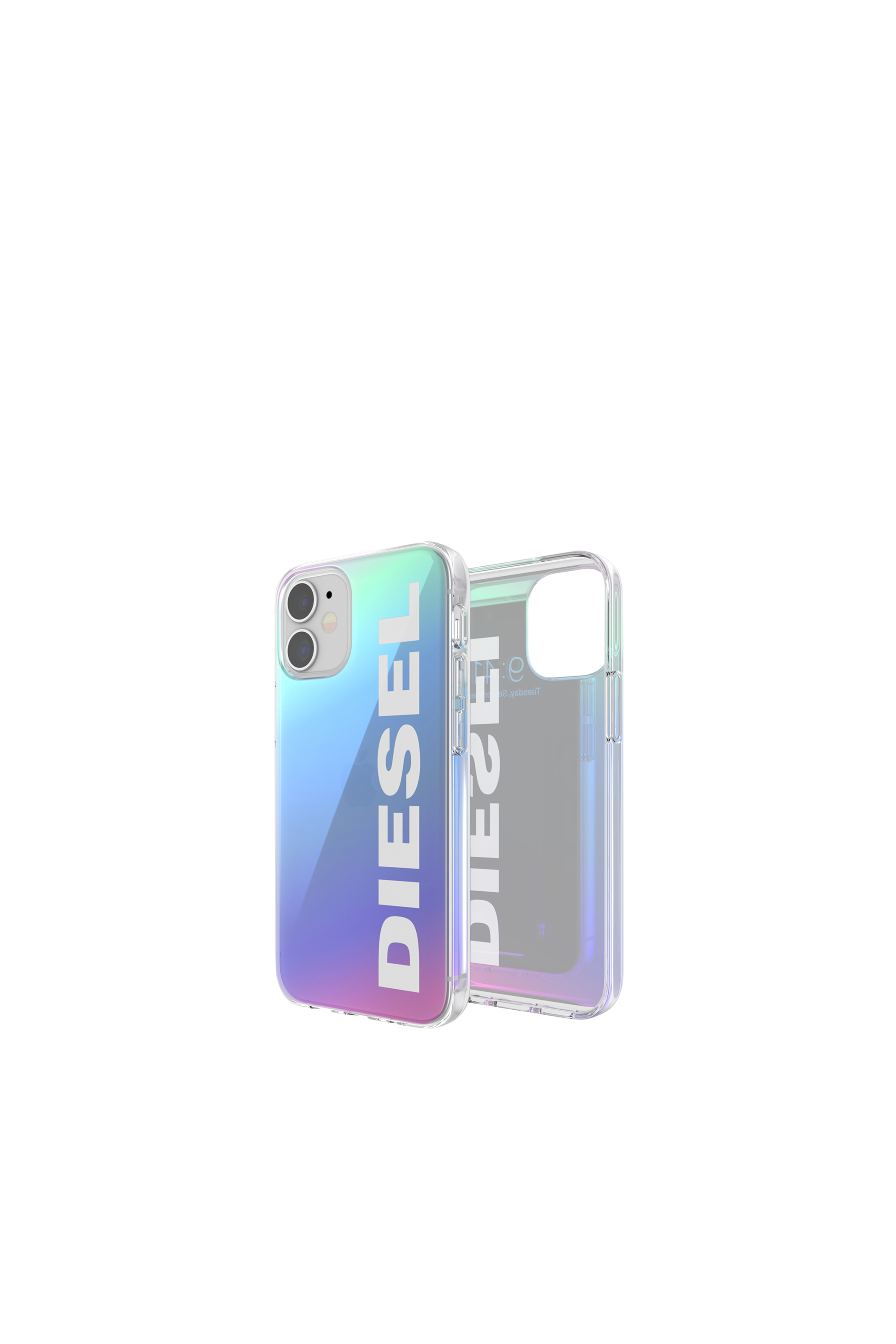 Diesel - 43526 STANDARD CASE, Funda hologr&aacute;fica de TPUcon logo blanco por iPhone 12 Mini Unisex in Multicolor - 1