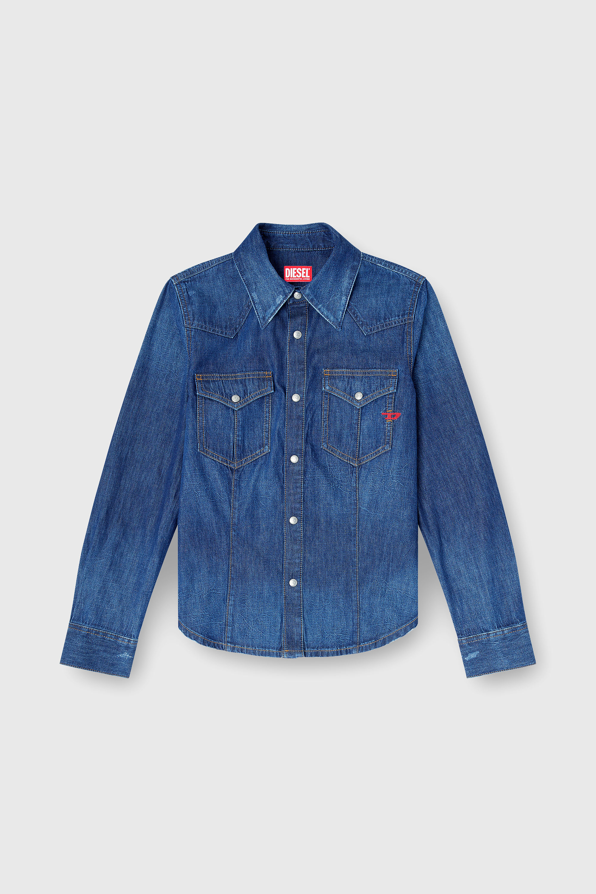 Diesel - DE-WAVES, Camisa vaquera de denim con lavado oscuro Mujer in Azul marino - 2