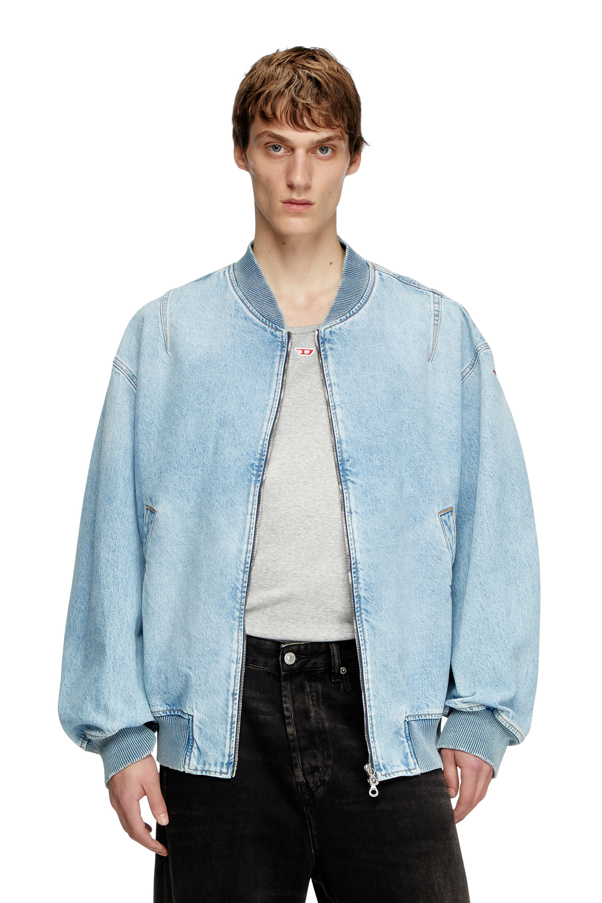 Diesel - D-VINZ, Chaqueta bomber en denim Hombre in Azul marino - 1