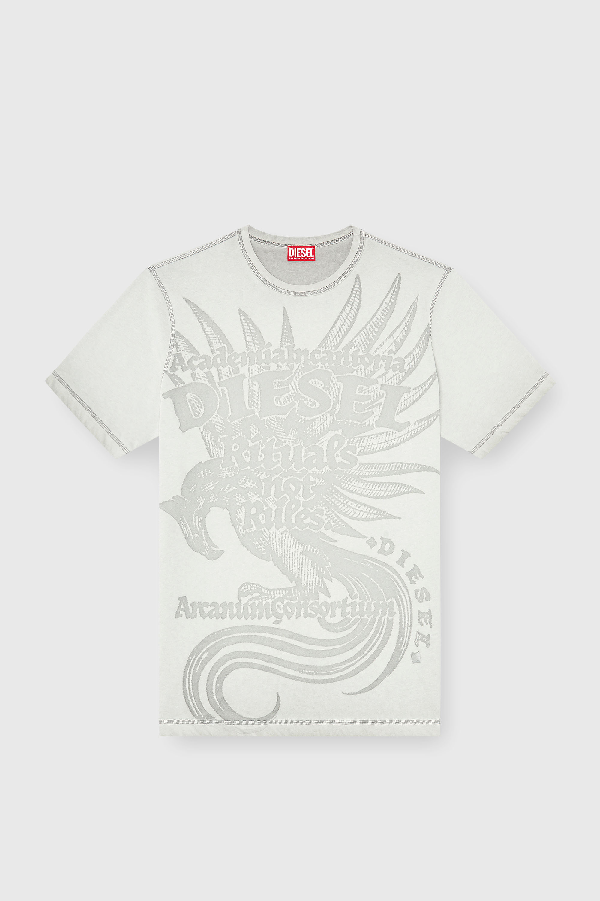 Diesel - T-RAWJUST-AA1, Camiseta de punto con gr&aacute;fico en relieve Hombre in Gris - 2