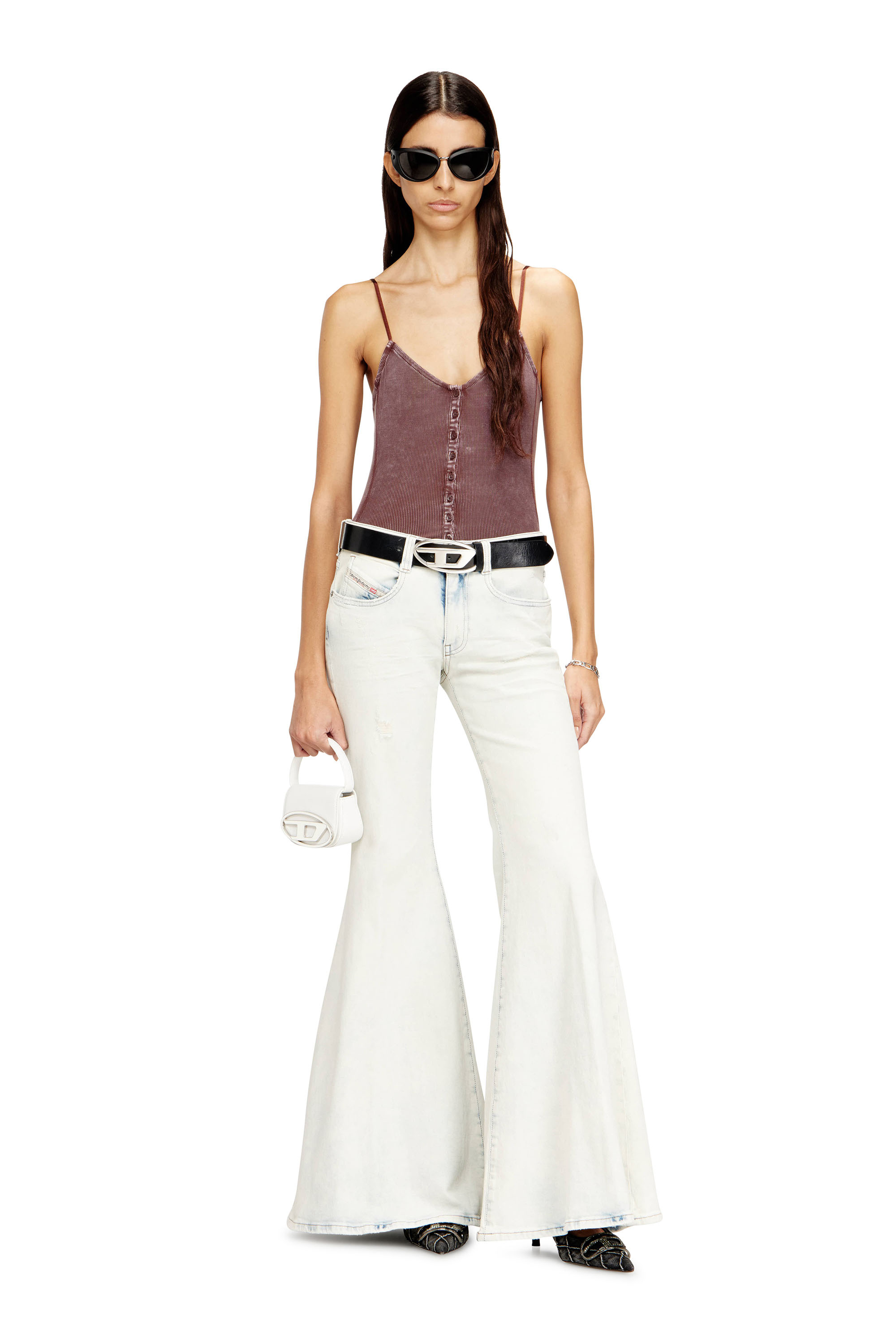 Diesel - 1DR XS, 1DR XS-Minibolso ic&oacute;nico con placa D logo Mujer in Blanco - 2