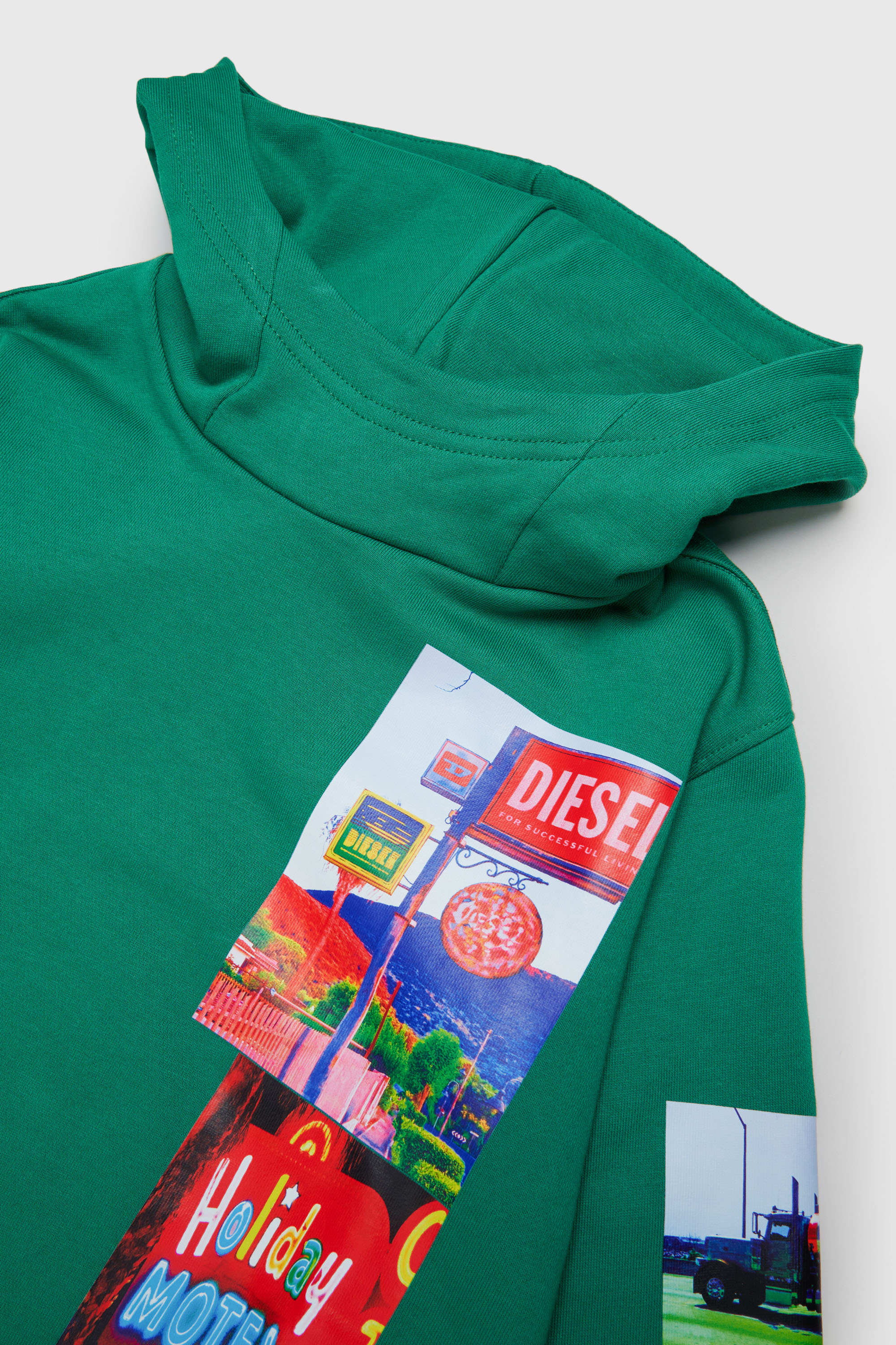 Diesel - SFORMY OVER, Man's Hoodie with photo prints in Green - 3