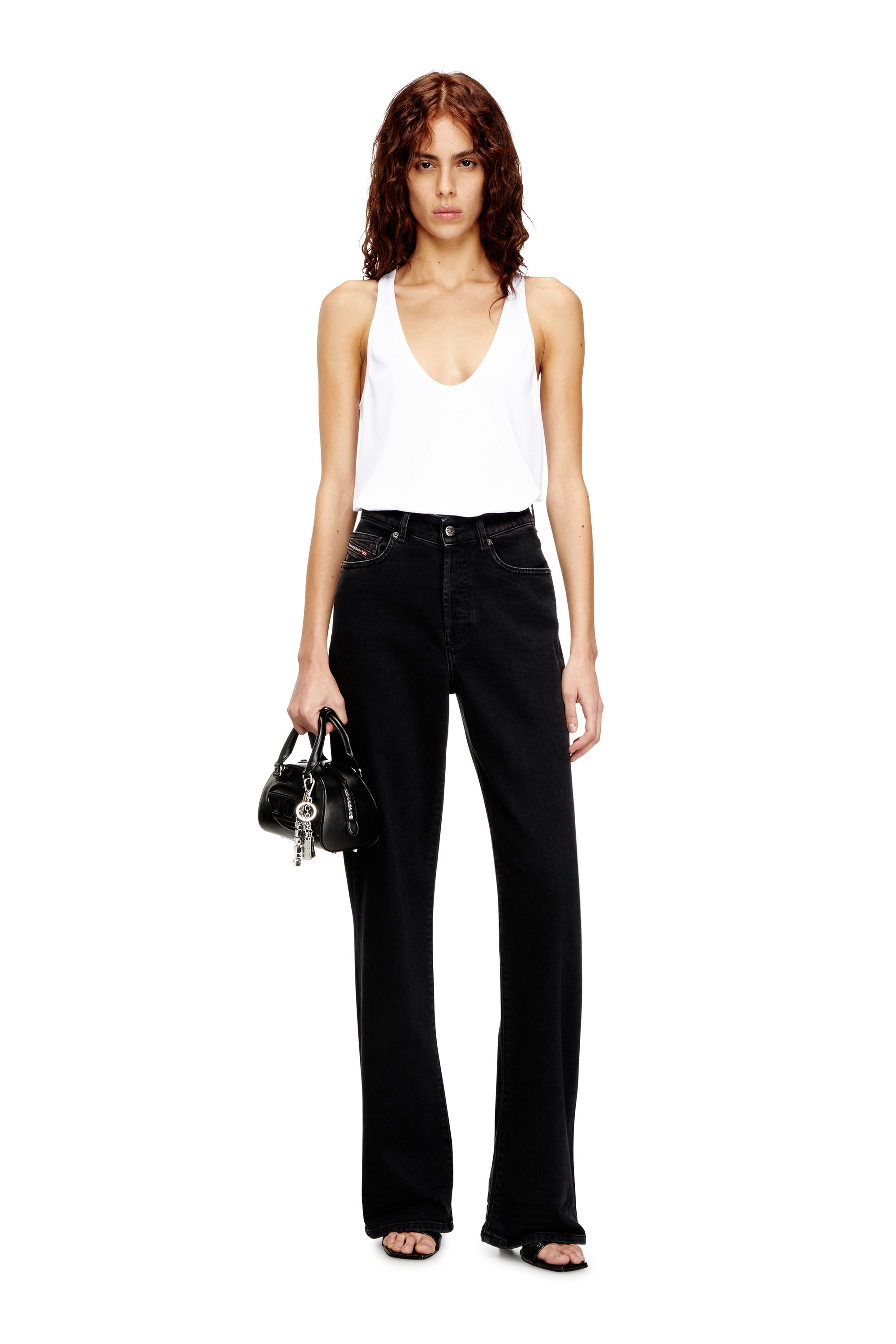 Diesel - T-IPSYA-LKDS, Camiseta con tirantes de canalé con Oval D Mujer in Blanco - 1