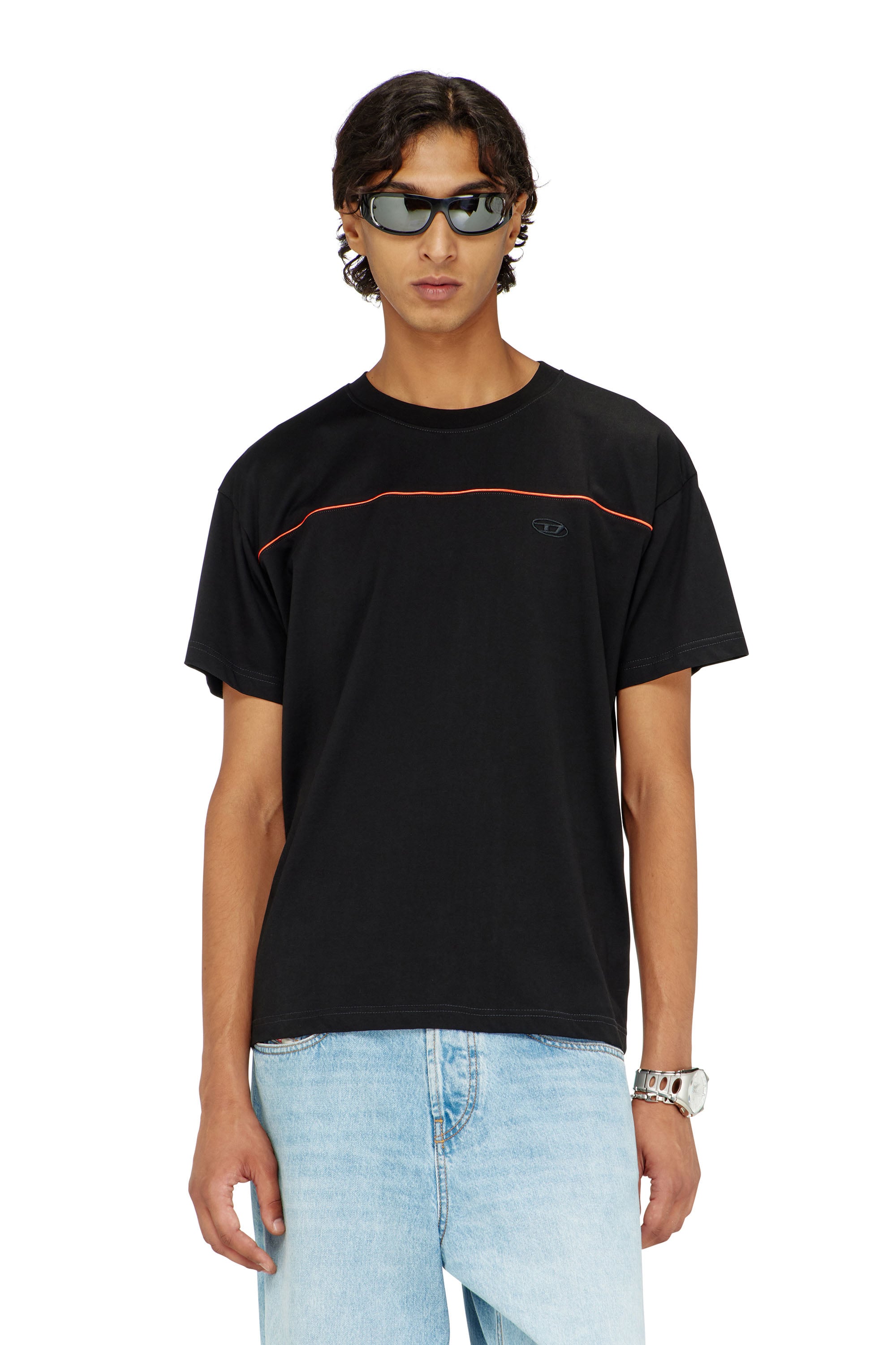 Diesel - T-NORM-PIPING, Camiseta con ribete en contraste Hombre in Negro - 1